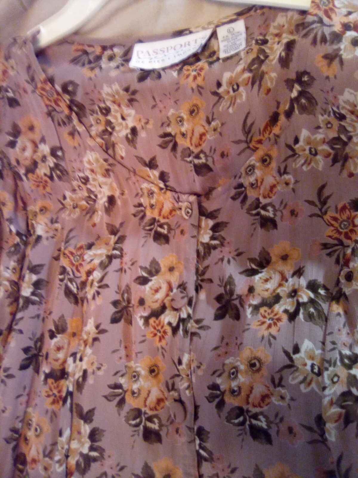 Vintage Passports Pier 1 Imports Long Sleeve Button Down Fit and Flare Dress