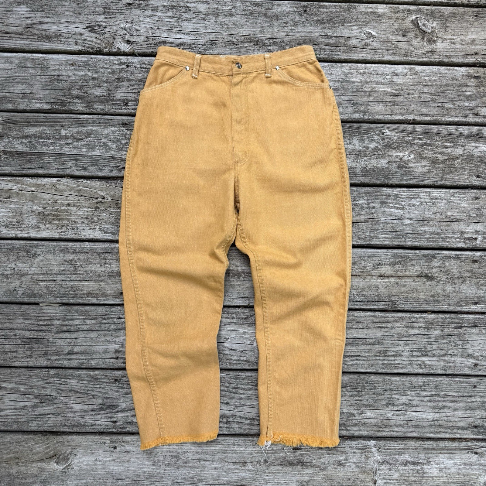 Vintage Misses Wrangler Sanforized Denim Jeans 60s 70s Mustard Yellow Workwear