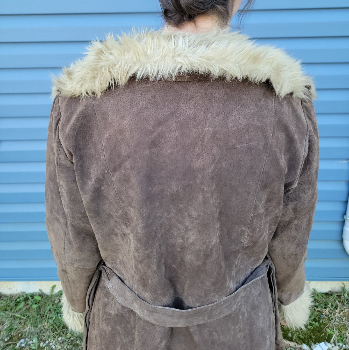 Vintage Penny Lane Coat Afghan Large Brown Hippie Boho Retro Y2K Faux Fur READ