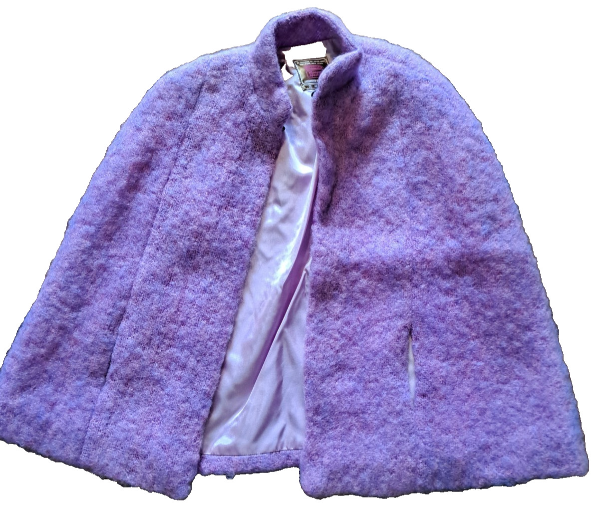 Purple Scottish Mohair/Wool Cape Hemmings Donegal Vtg 1960s Women’s S-M Heather