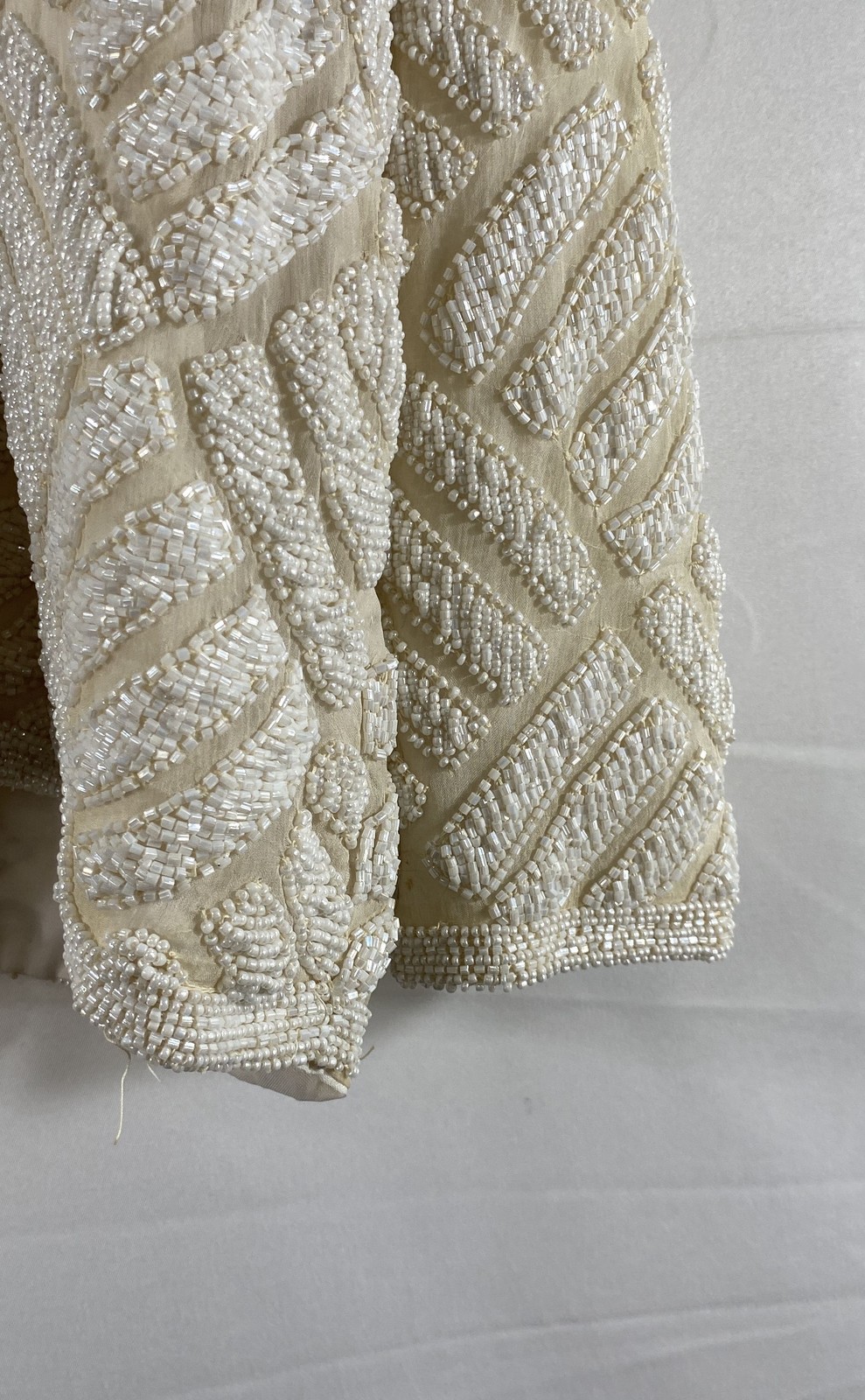 Vintage 90s Nite Waves Samir Suri Women’s White Beaded Silk Evening Jacket