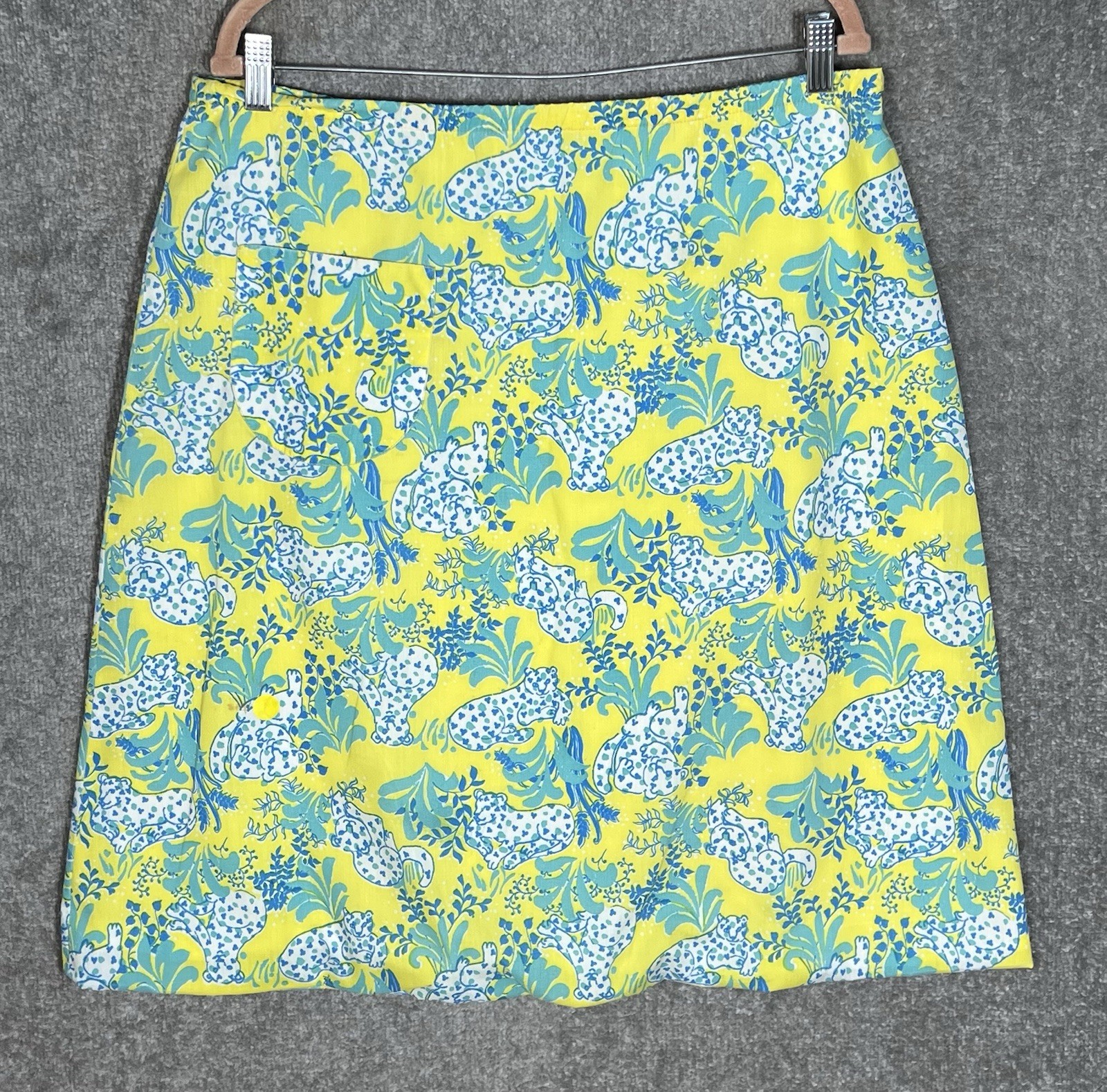 Vintage 1970s The Lilly Pulitzer A-Line Skirt Womens Sz 18 Yellow Cat Pocket
