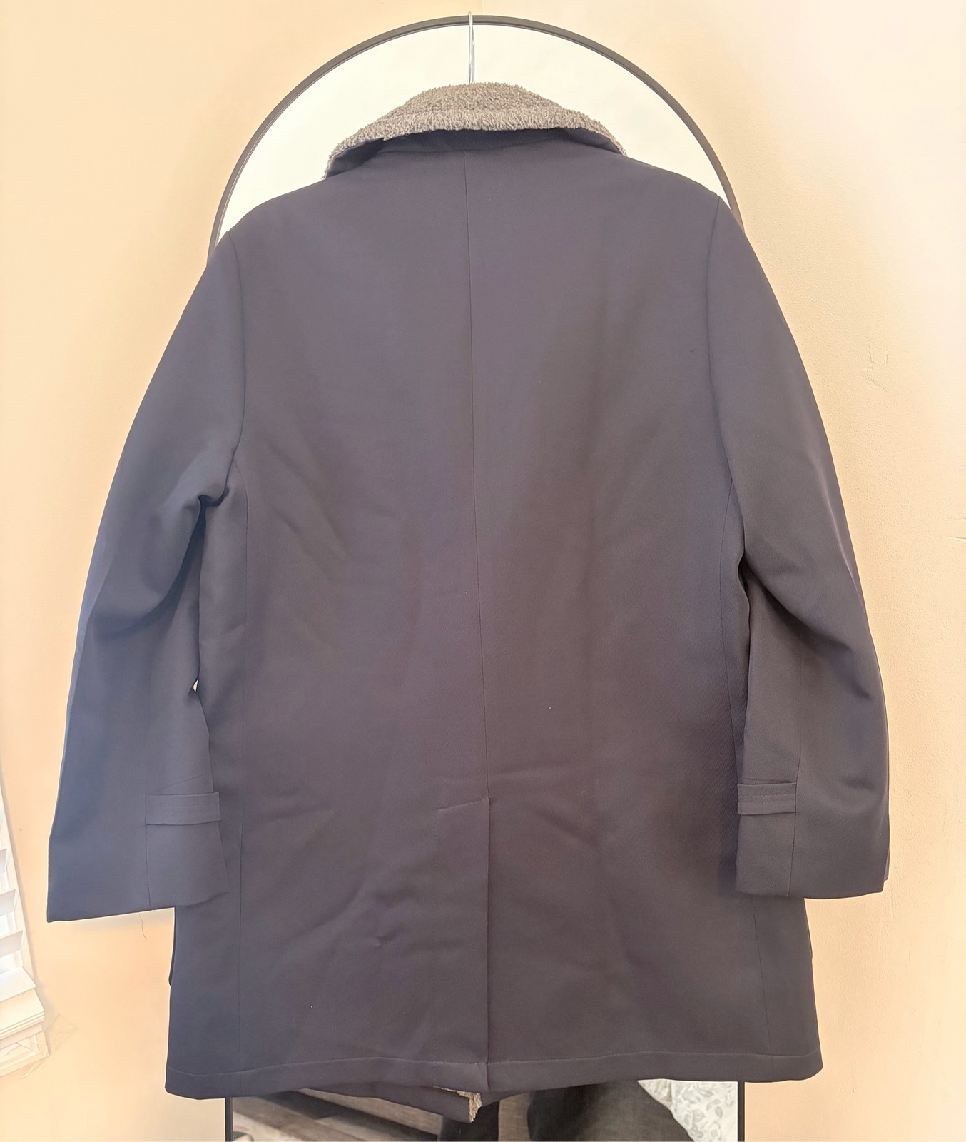 Casualcraft of New York Mens Overcoat Faux Fur Collar Navy Size 42R