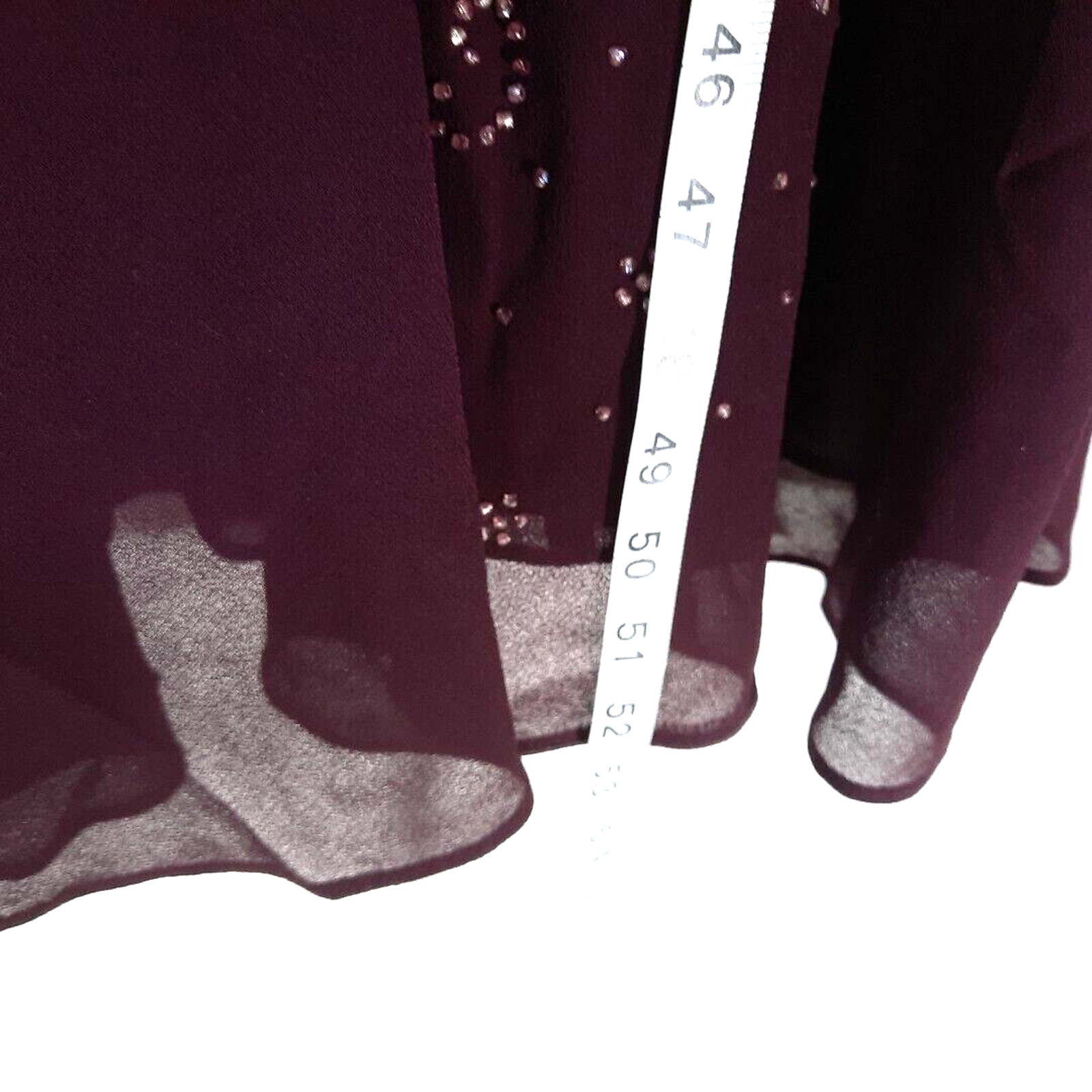 Vintage R&M RIchard Beaded Sheer Maxi Dress Sz 14 Burgundy Whimsigoth Dark Fairy