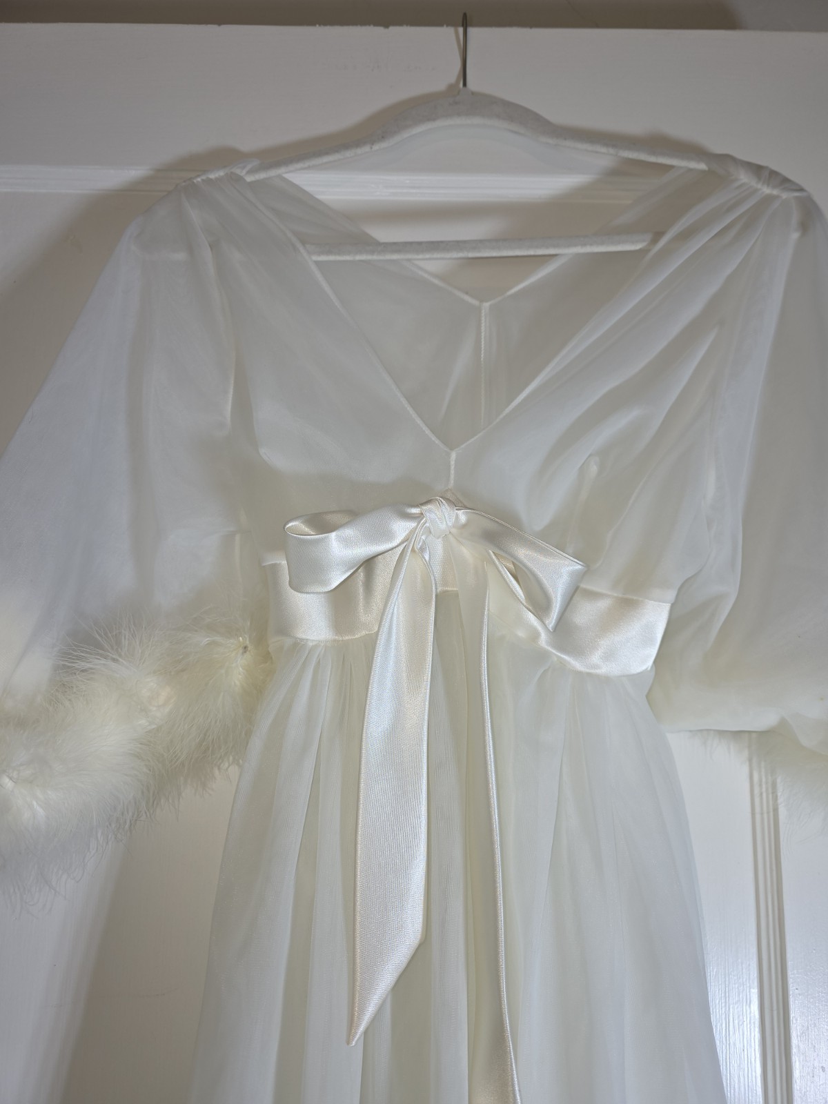 Beautiful Vtg Jenelle of California Double Nylon Nightgown Trimmed with Fur