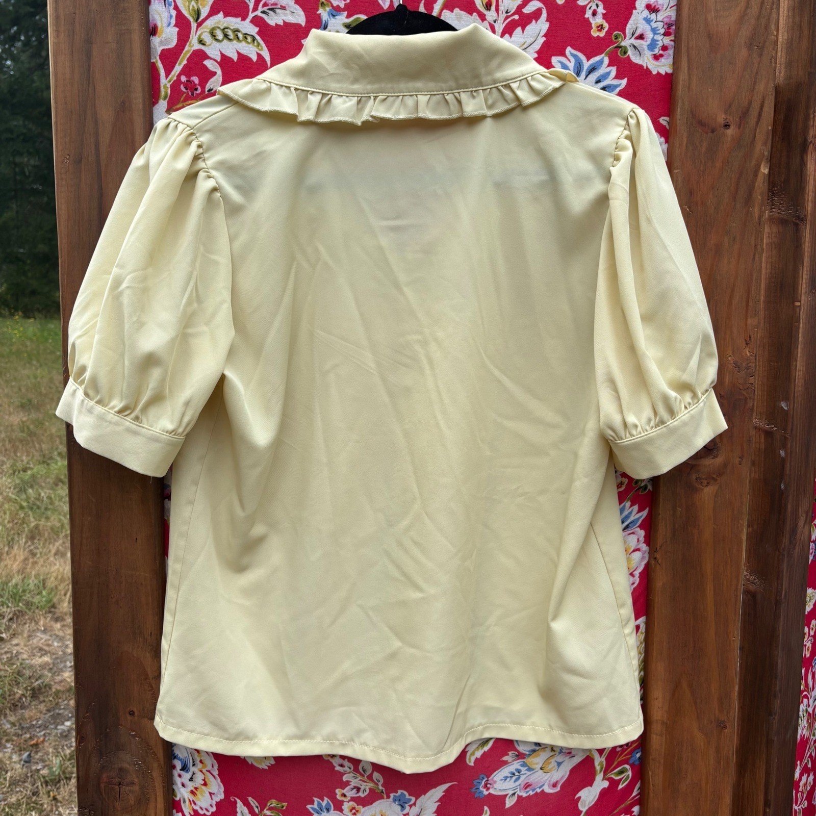 Vintage Butter Yellow Twee Collared Button Front Blouse Women’s Size L