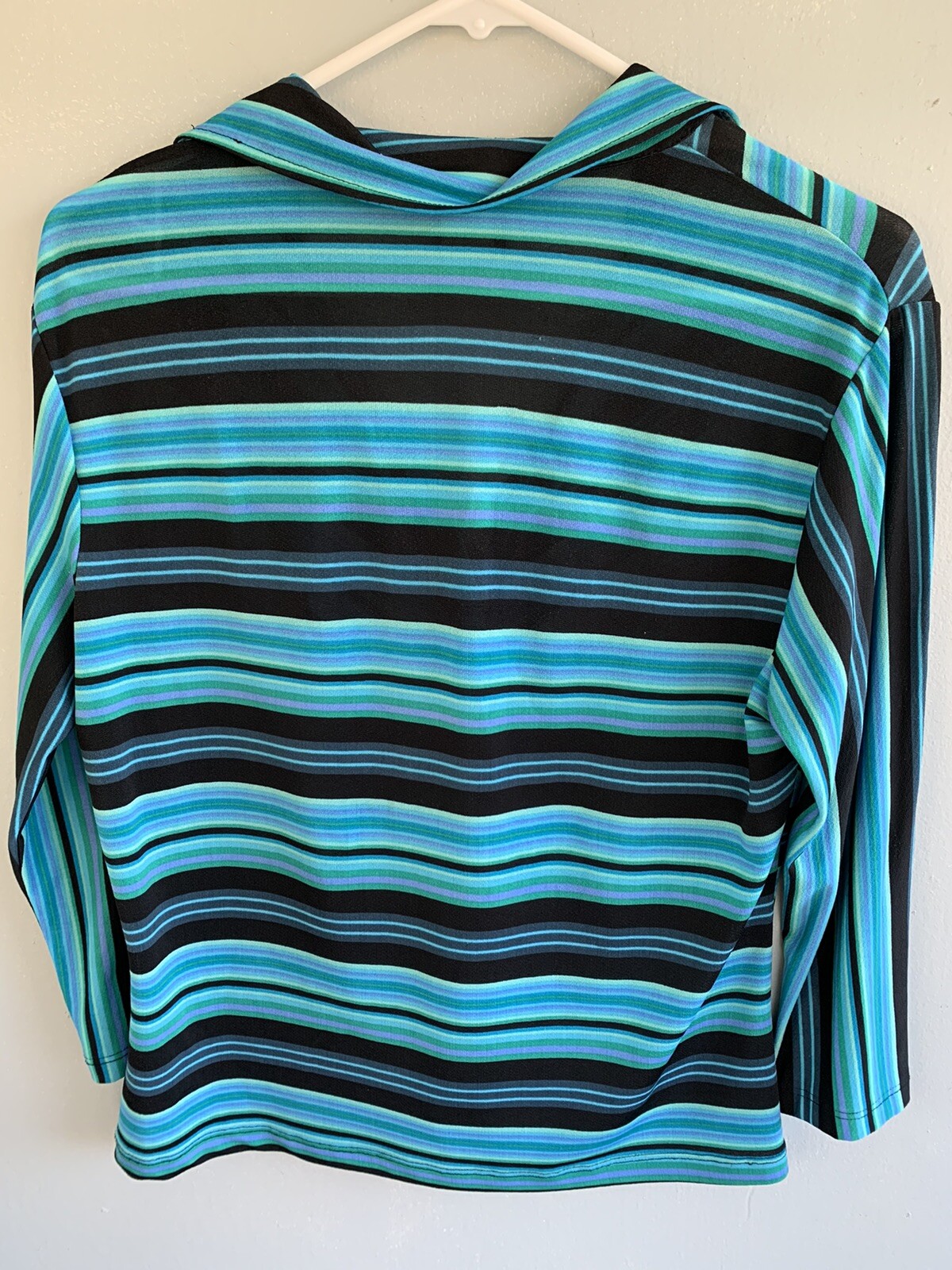Vintage STRIPE Hippie Boho Shirt Blouse 1960s 1970s Groovy Knit Stretch