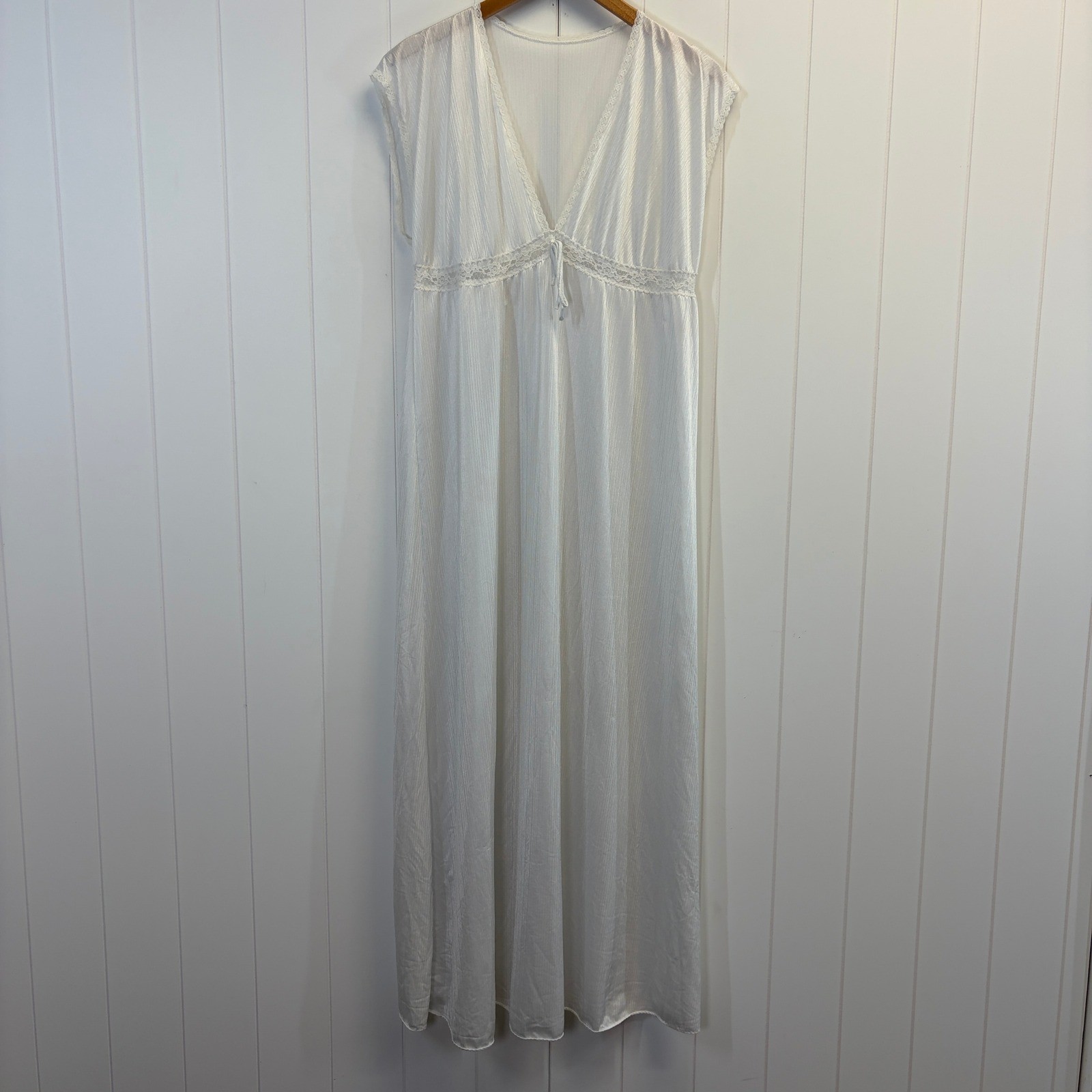 Vintage Another Glance Regency Lace Trim Nightgown Women L Classic Old Hollywood