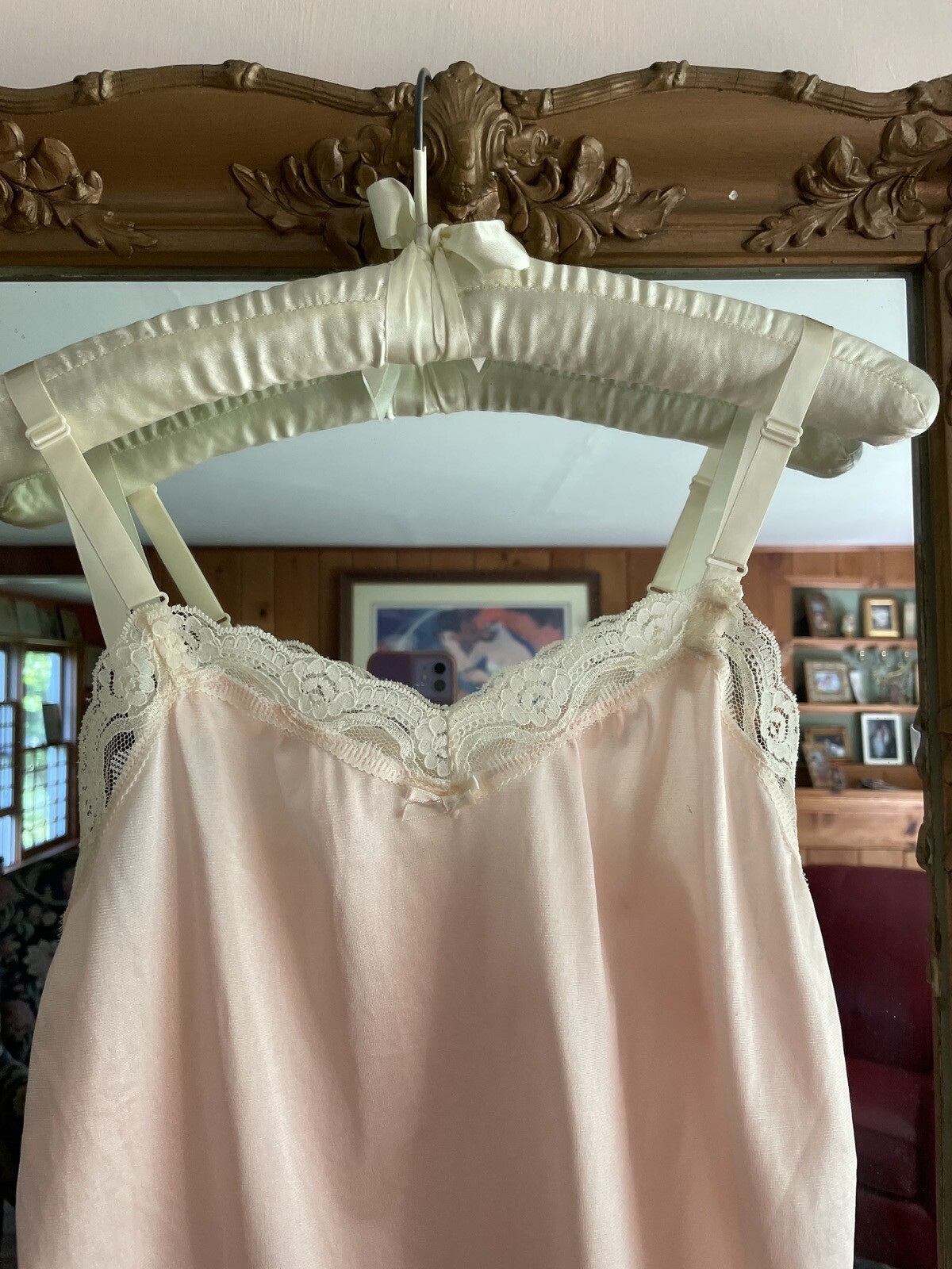 Vintage Undercoverwear Silky Poly Lace Bow Accent Lingerie Cami XS/Sm