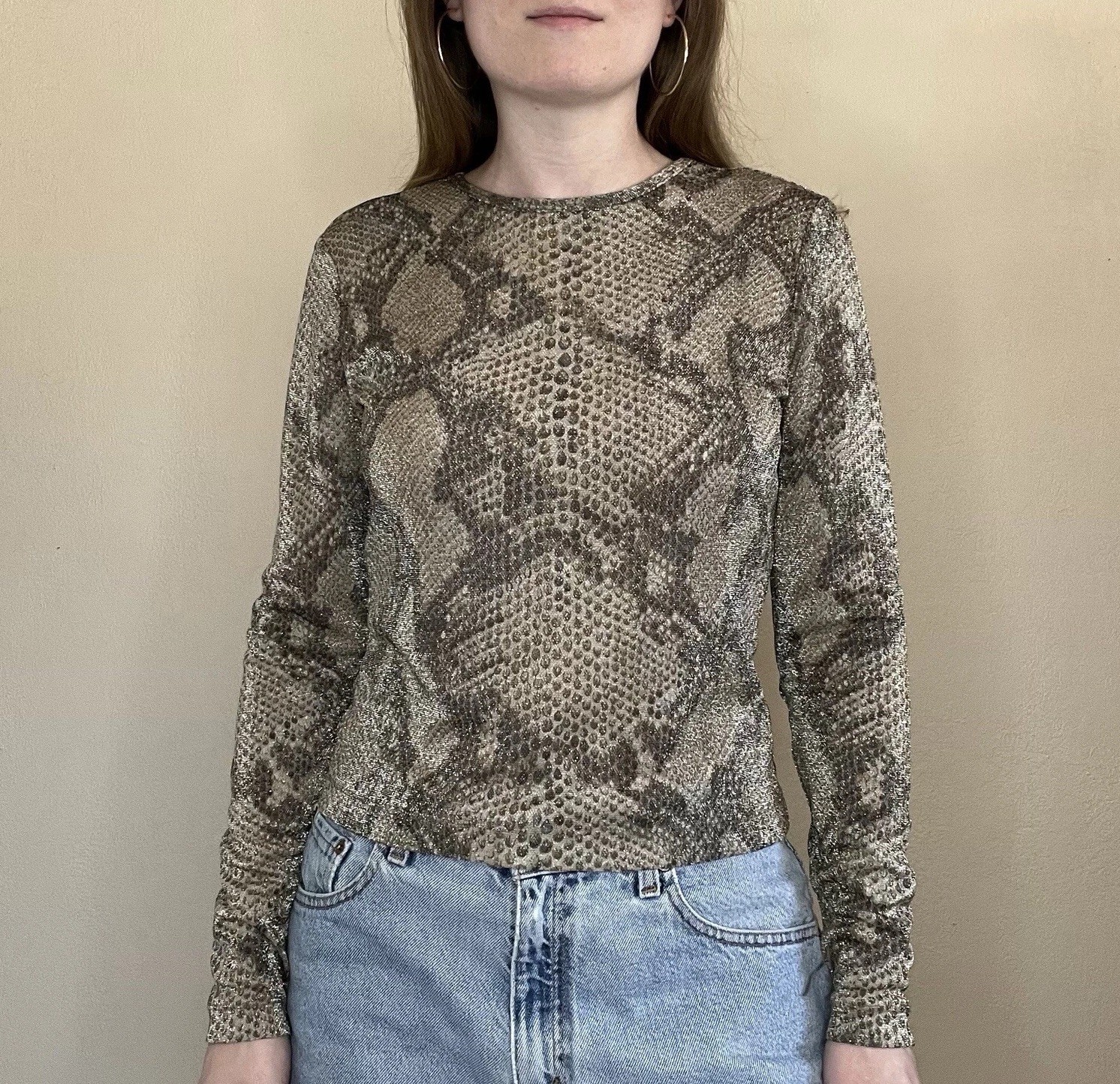 Vintage Semi Sheer Snakeskin Long Sleeve
