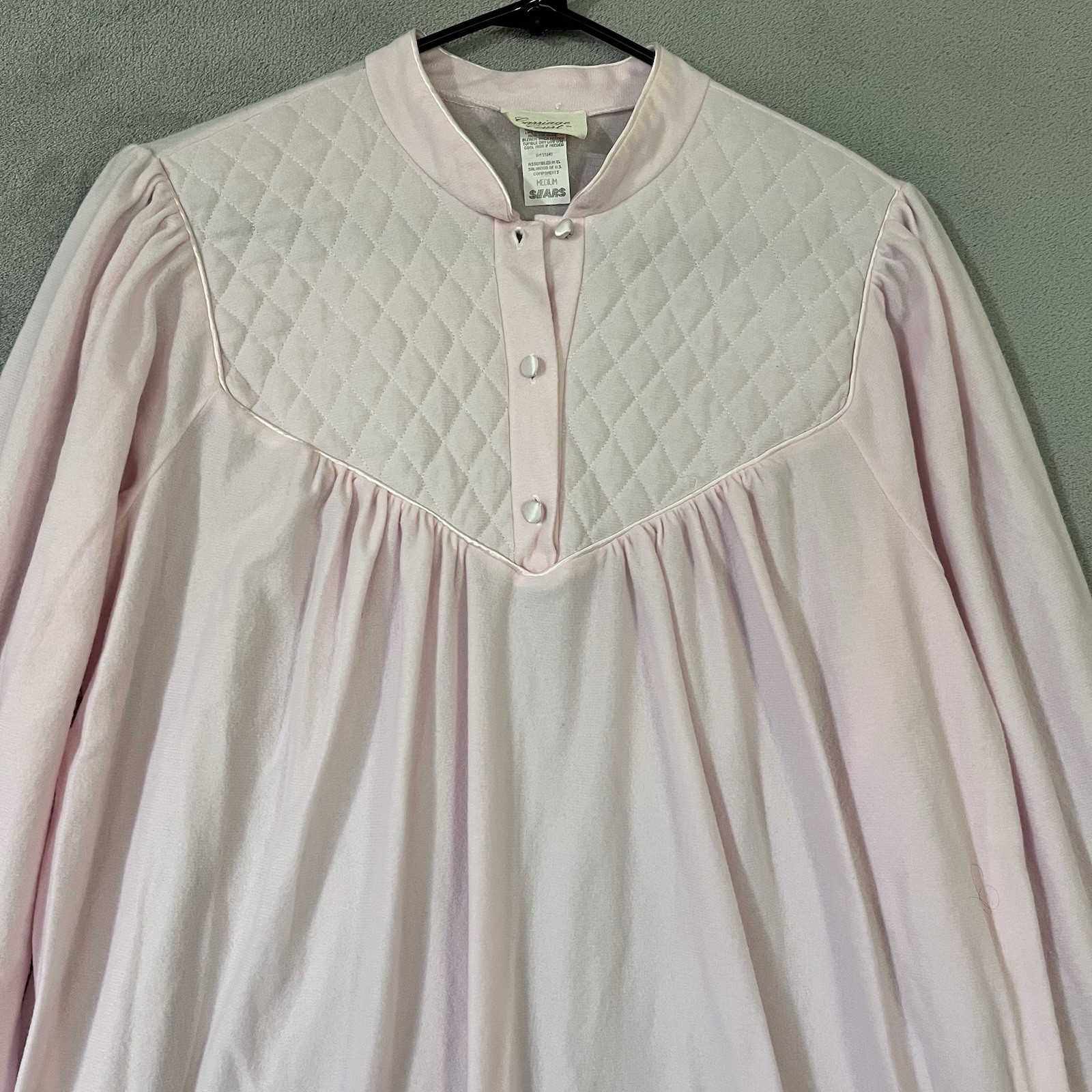 VTG Carriage Court Sears Granny Nightgown Soft Pink Womens Medium Long Sleeve
