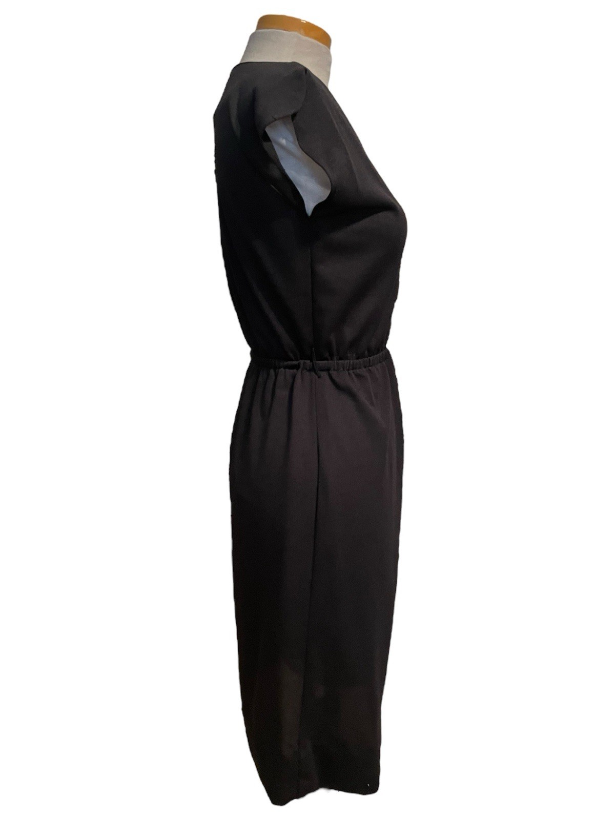 Vintage 1990’s 1980’s Black & White Geometric Color Block Mini Dress Gold Trim