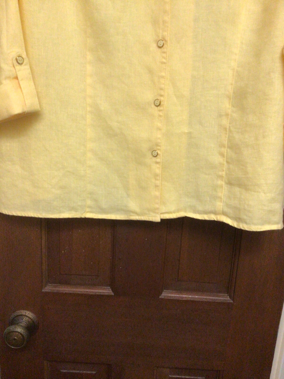 JM Collection Womans Plus 18W Blouse Yellow 3/4 Sleeve Detach Necklace Vintage