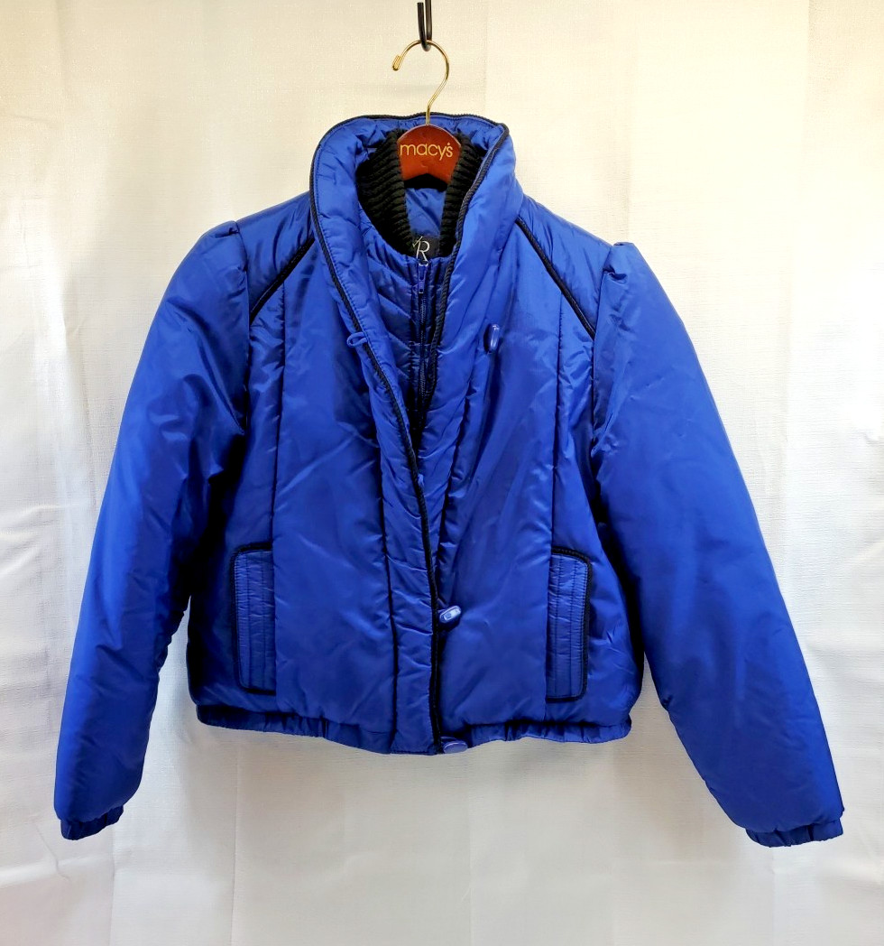 80s „YR” Puff Jacket Short Waist Puffy Sleeve Shoulder Retro Vintage Purple XL
