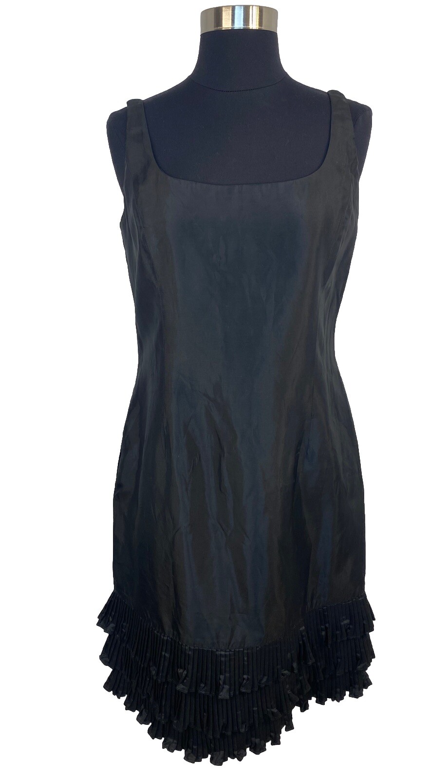 Vintage Victor Costa Taffeta Little Black Mini Cocktail Dress Sz 12 Ruffles