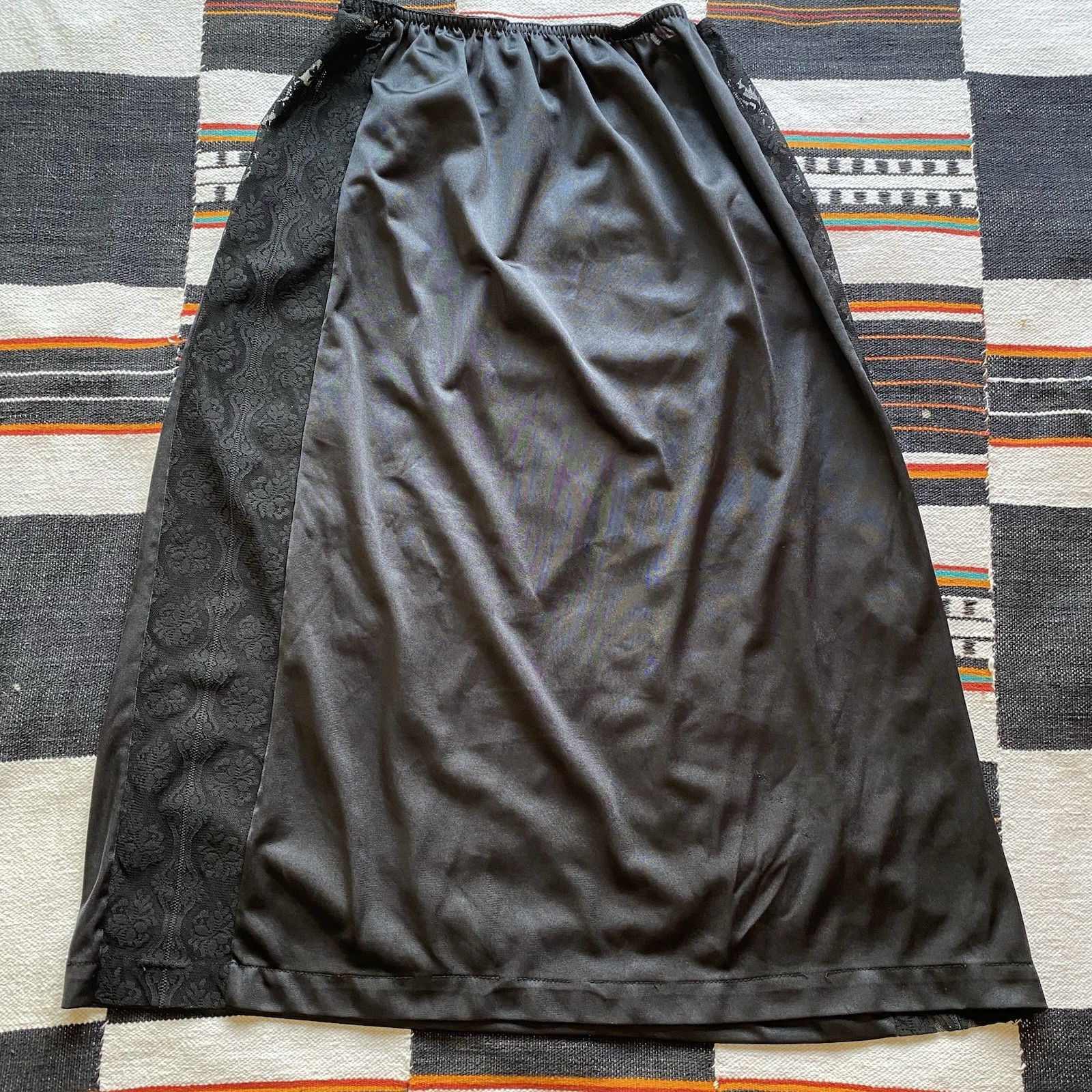 Vintage Vincent Black Lace Slip Skirt. Whimsygoth. Boho Goth. Size Medium.