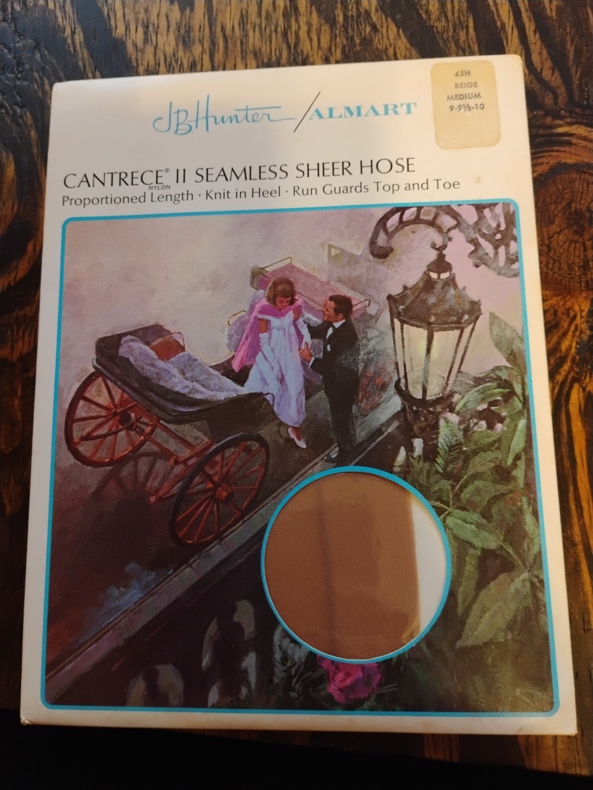 Vintage JB Hunter Walmart Seamless Sheer 45H Beige Pantyhose Medium 9-91/2-10