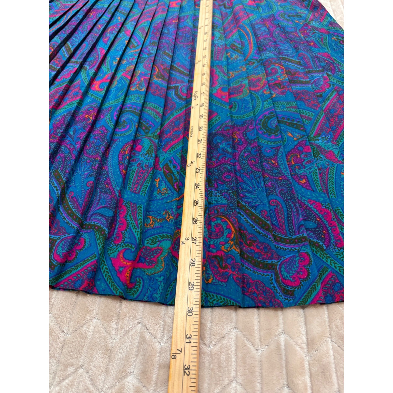Vtg 80s 90s Alfred Dunner Pleated Midi Skirt 20 Paisley Whimsigoth Jewel Tone