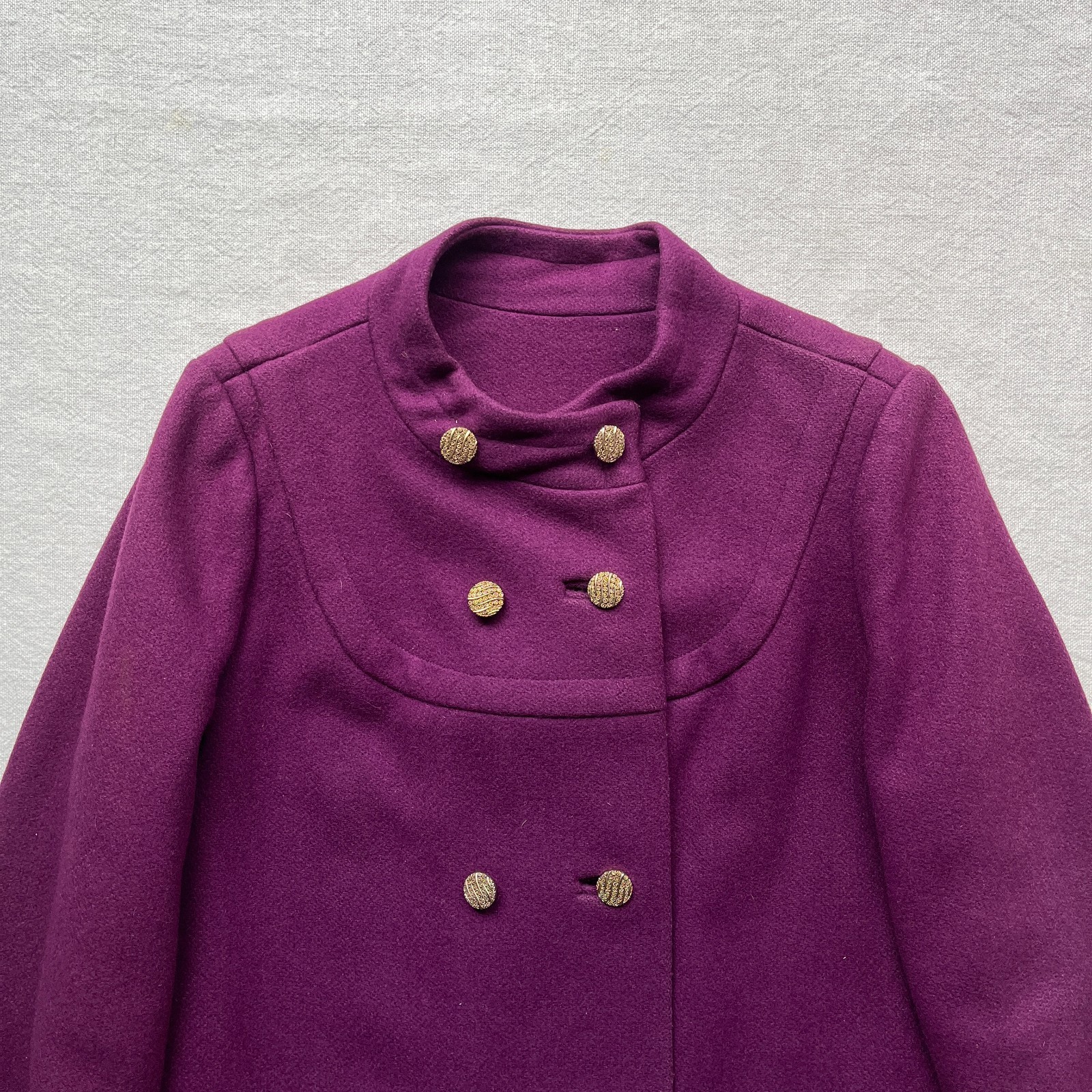 Vintage 70s Women’s Montgomery Ward Purple Hooded Peacoat Coat Medium