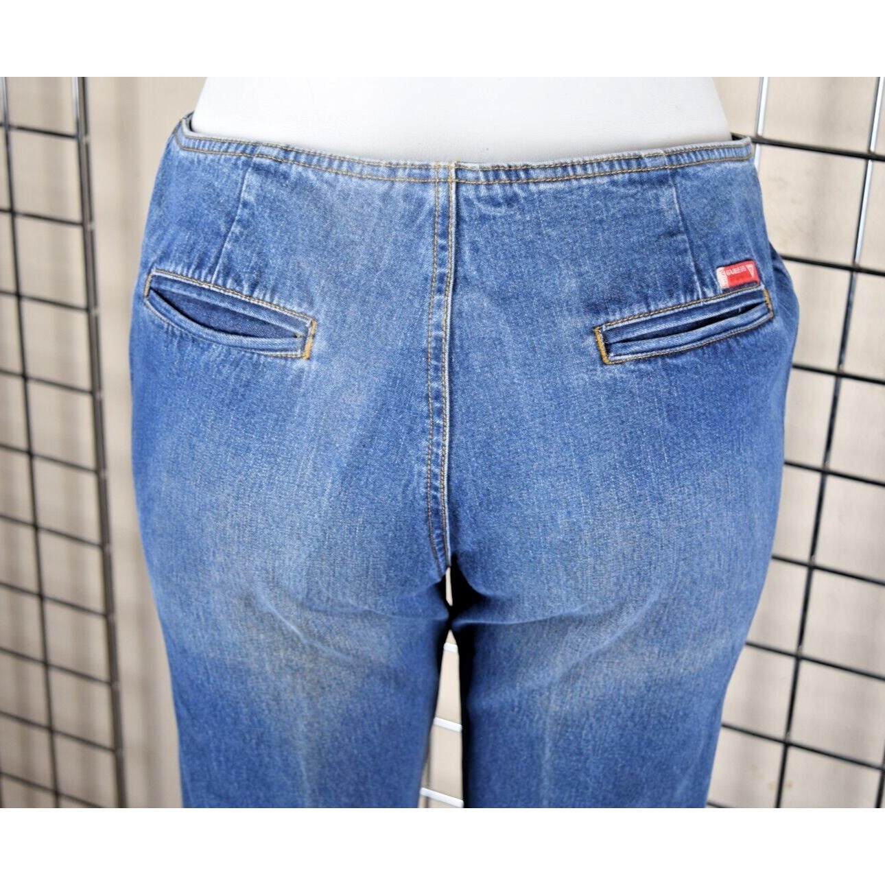 Vintage Guess Jeans 32 x 32 90s Blue 2 Tone High Waist Flared Leg No Belt Loops