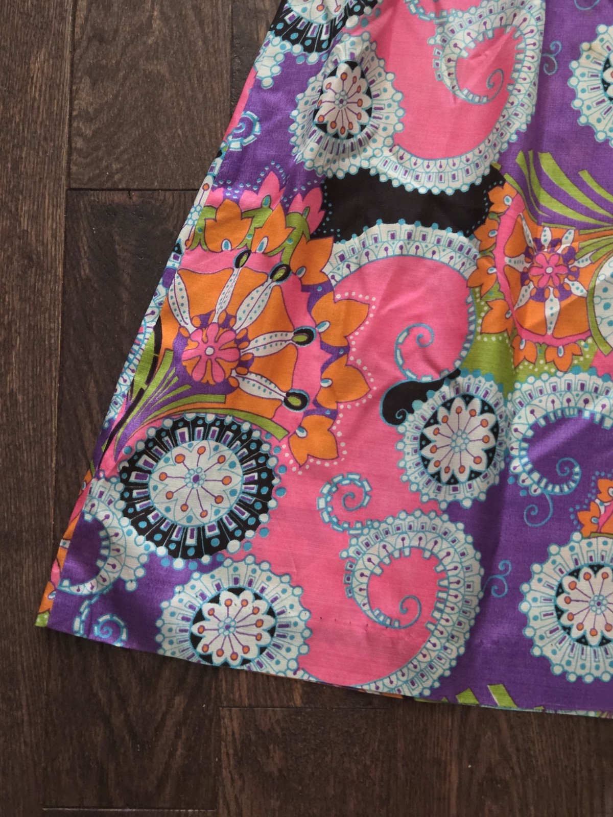 Vintage 70s Psychedelic Paisley Floral Maxi Dress Pink Purple Boho Hippie S