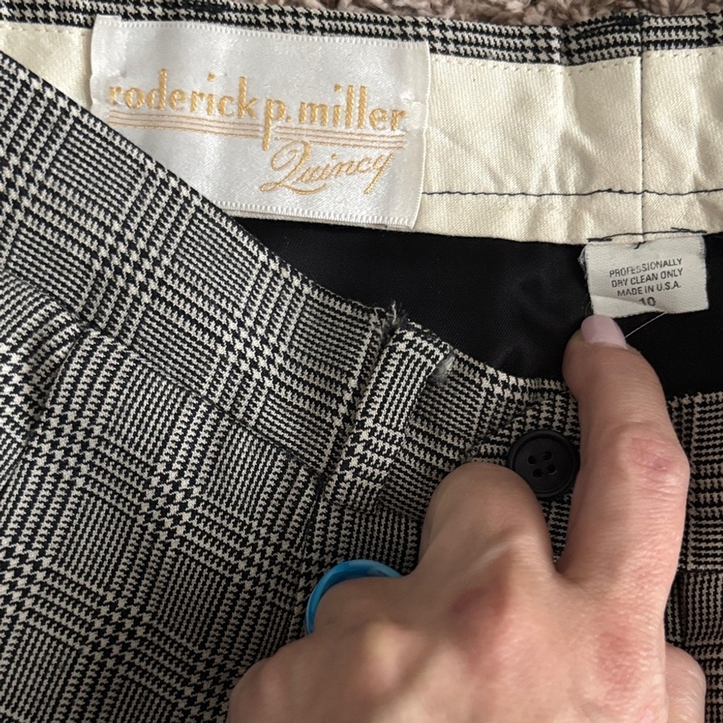 Vintage Classic Tailored Plaid Trousers – ultra high rise (15”) Check – 10