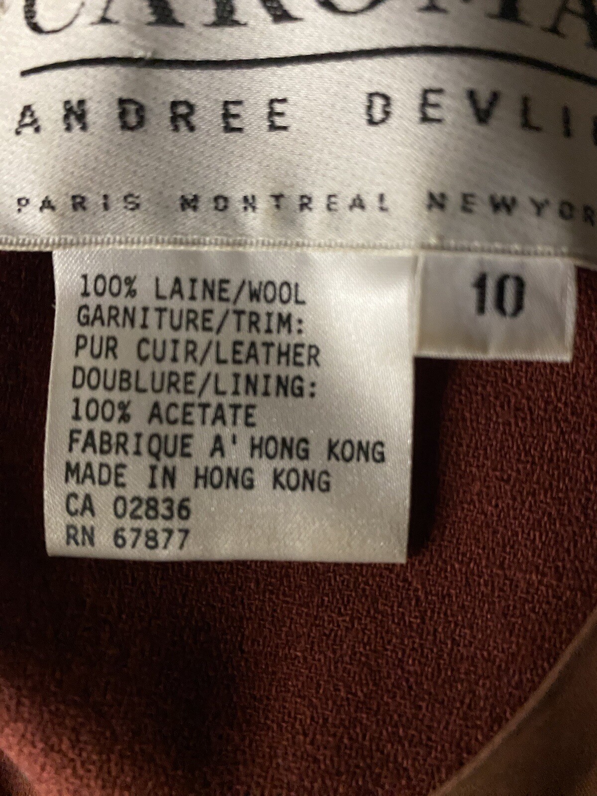 Vintage Caroma Andree Devlin Dress Womens 10 Maroon 100% Pure Wool Career Office
