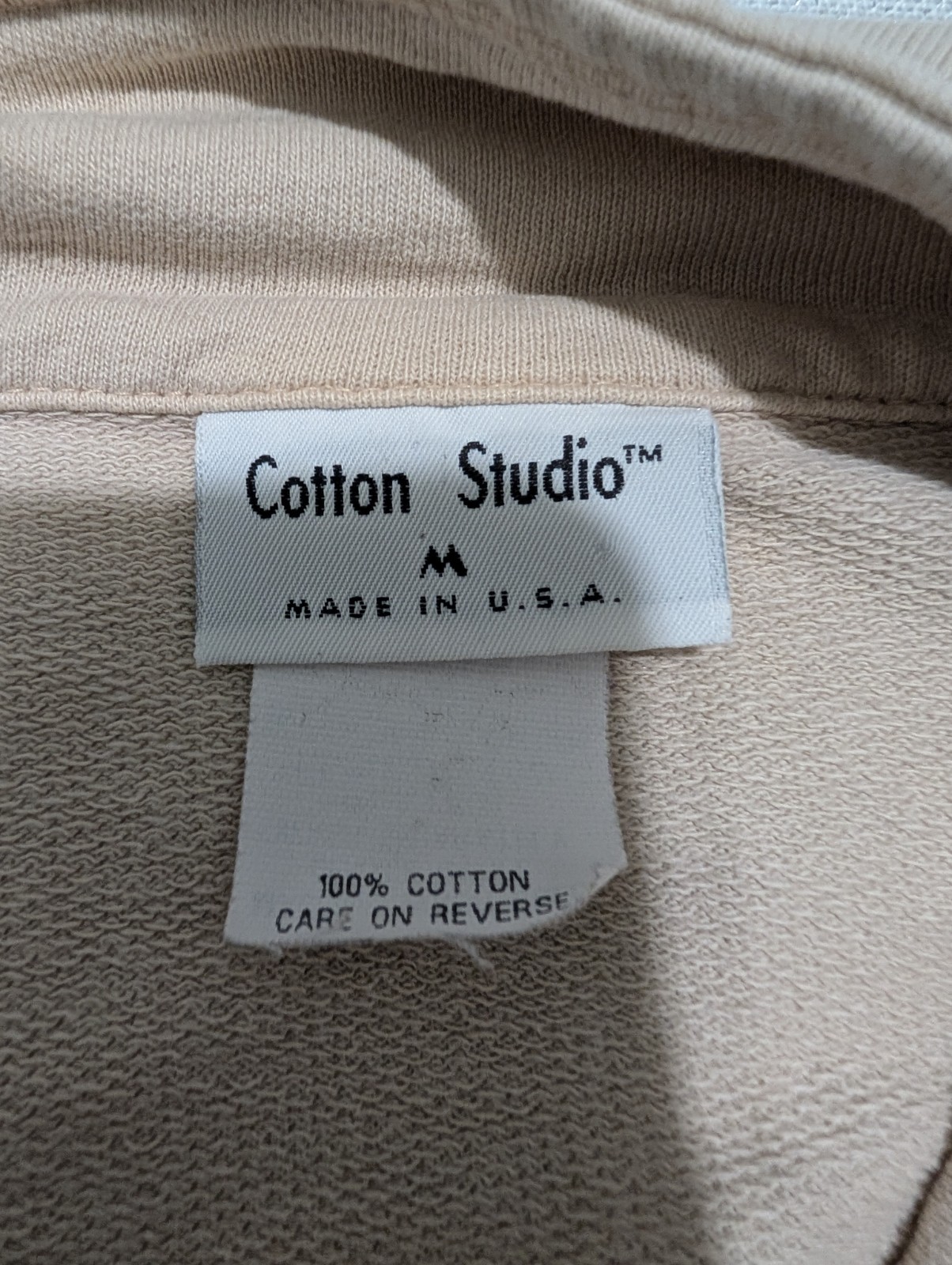 Vintage Cotton Studio Beige Button Shirt USA Made Wom. Sz. M DISCOLORATION SPOTS