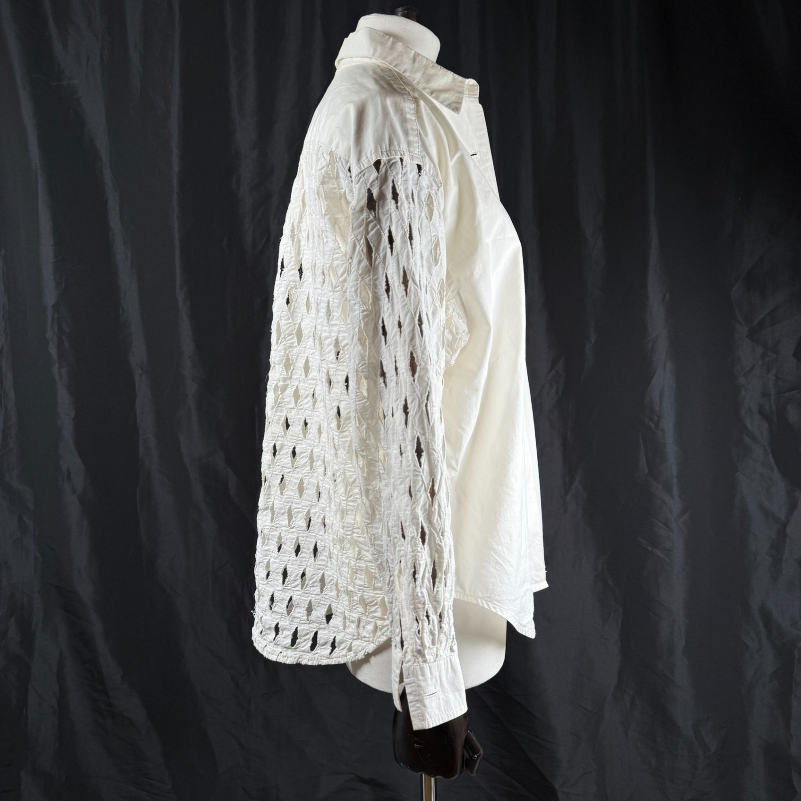 Vtg Times Seven Todd Oldham Women’s Small Shirt White Mother Of Pearl Lattice