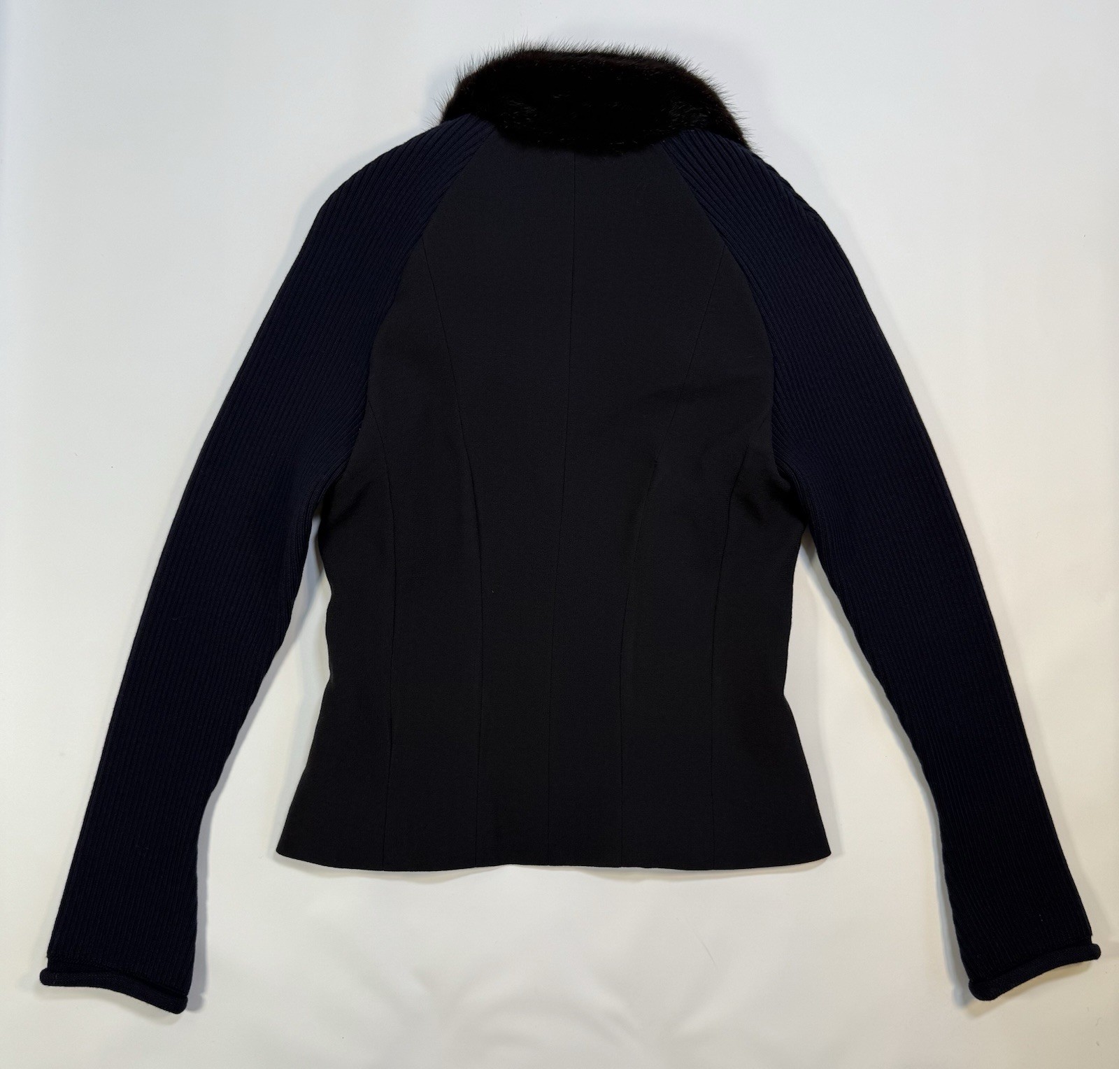 Christian Dior Boutique 1999 Mink Fur Collar Wool Silk Jacket FR36 US4 #4