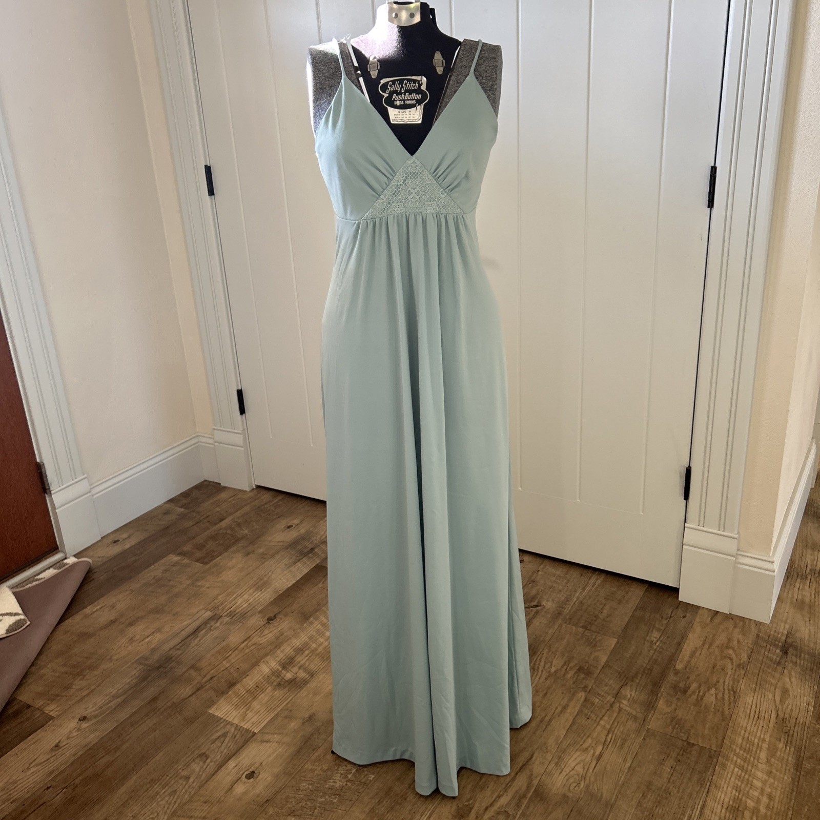 Vintage 1970’s Vicky Vaughn Blue Spaghetti Strap Dress With Waist Tie Jacket