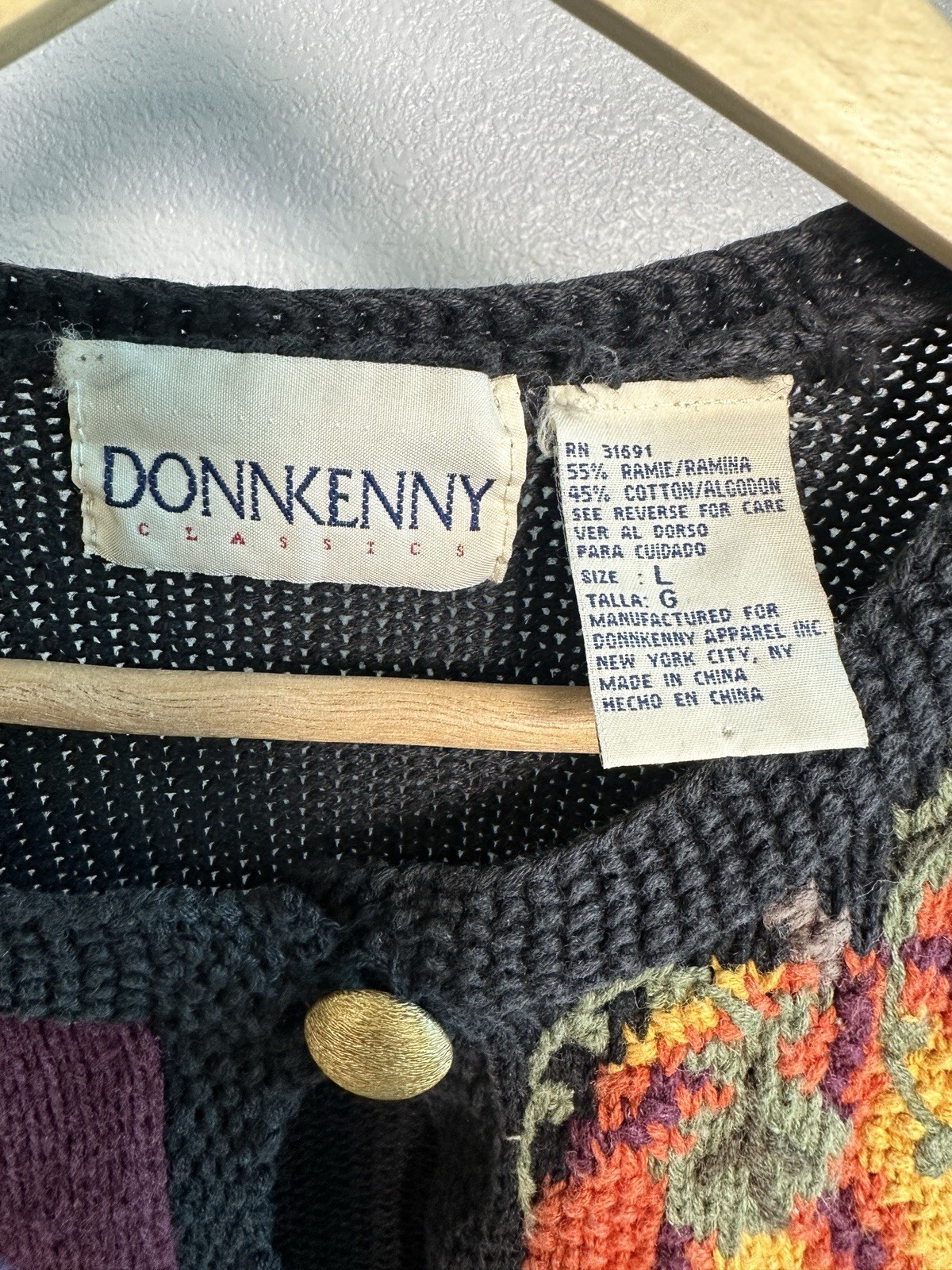 Donnkenny Vintage Knit Fall Themed Cardigan Sweater Women Size L, See Descr