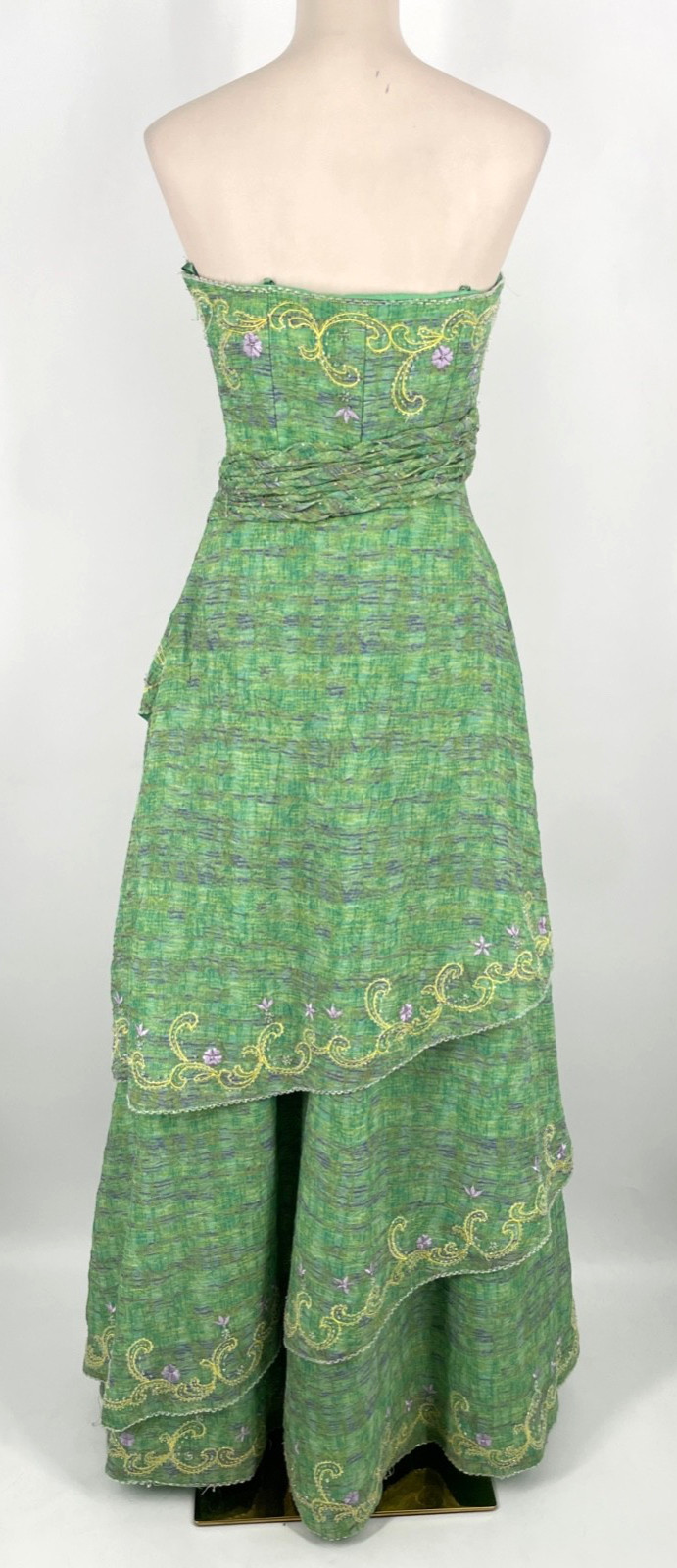 COLI Couture women’s 6 (US 2-4) Green strapless Beaded party flared Dress gown