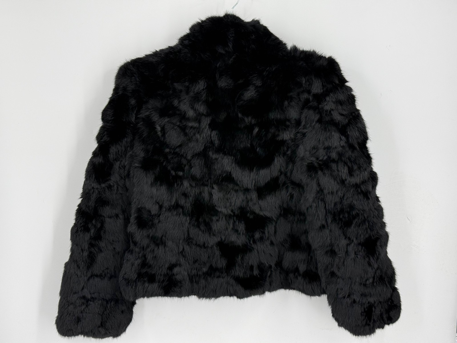 Vintage 1980s Sergio Valente Black Genuine Rabbit Fur Coat Women’s Size Medium