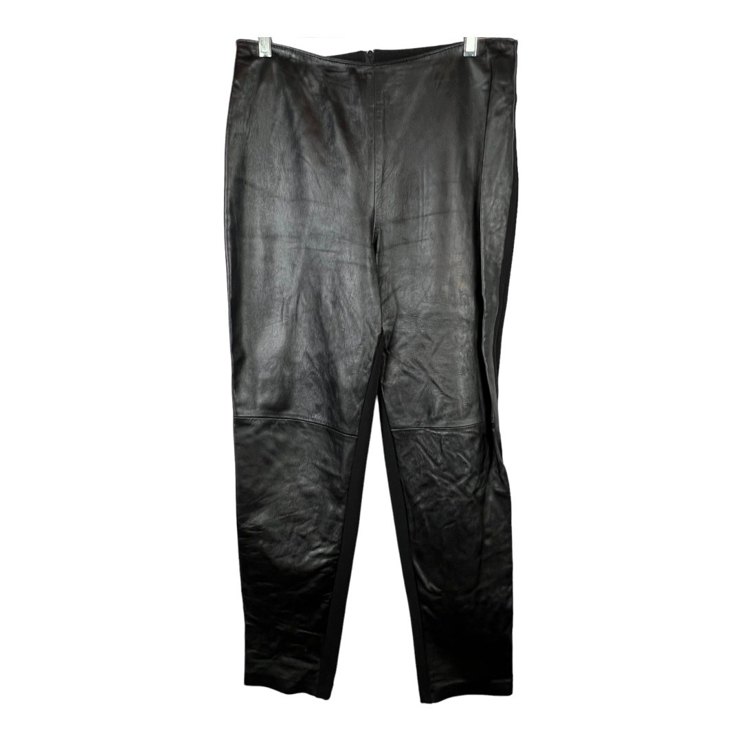 vintage Leather & Ribbed Stretch Pants 12 Retro Biker Punk Motorcycle Baddie 90s
