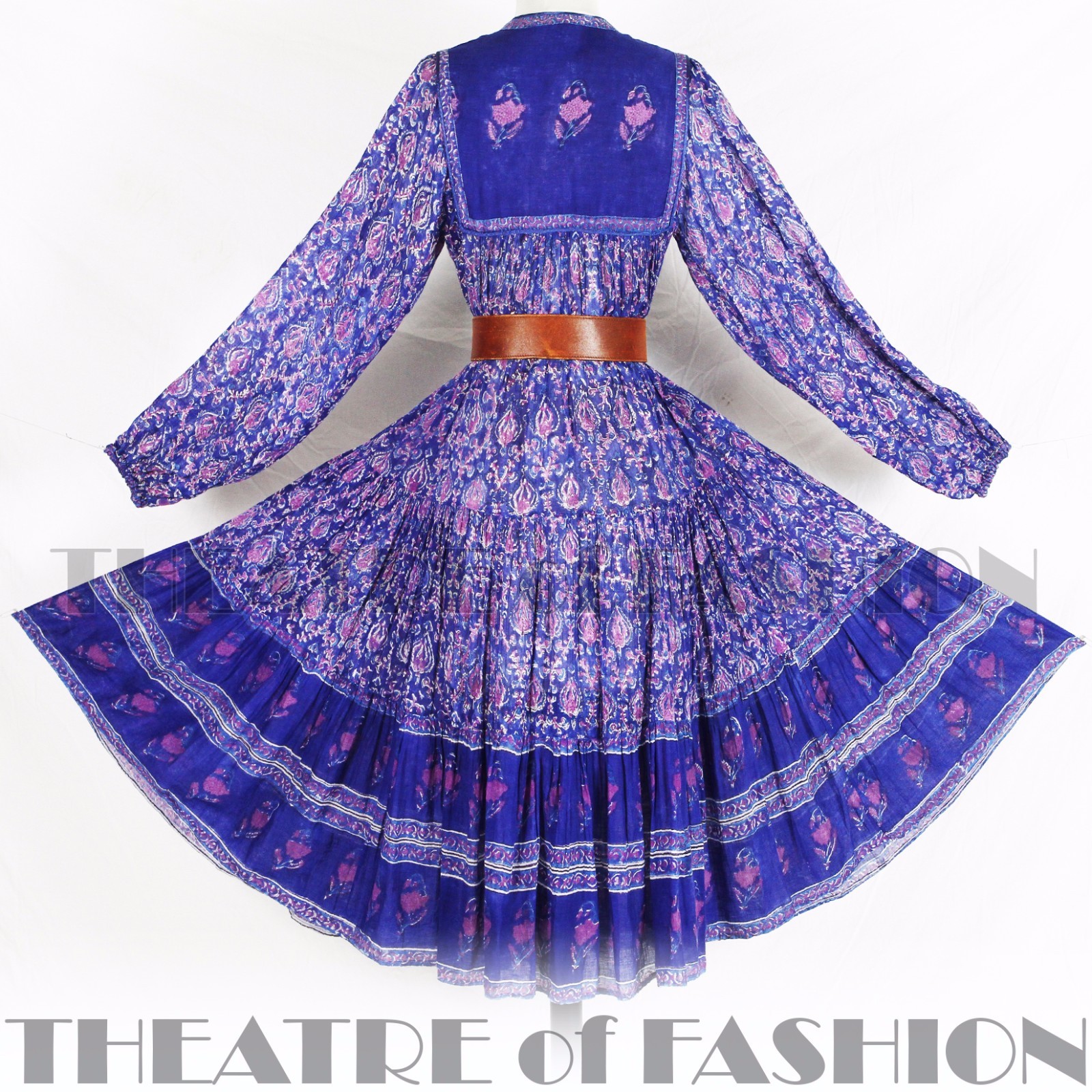 INDIAN DRESS PHOOL 70s VINTAGE HIPPY BOHO GAUZE WEDDING 8 10 12 14 60s GODDESS
