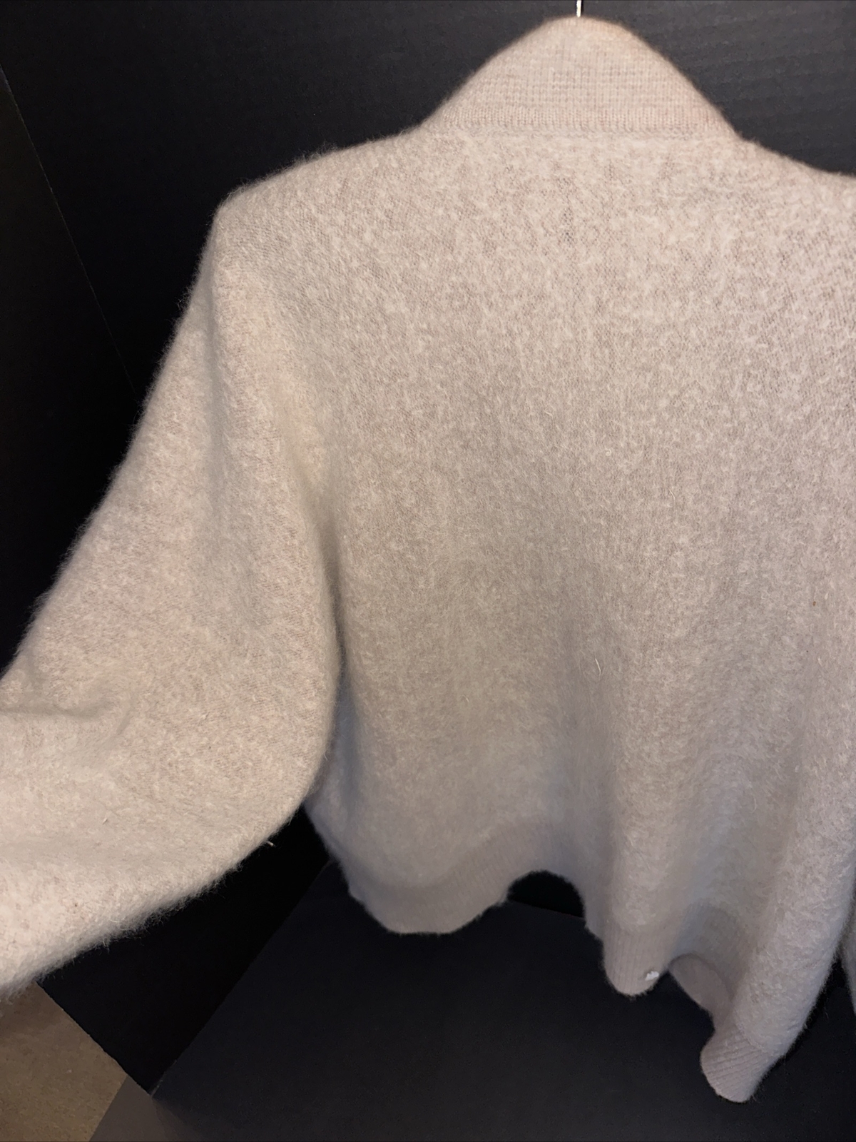 Vintage Bellini Sz Small Runs Large Angora Beige Cardigan Lined Shoulder Pads