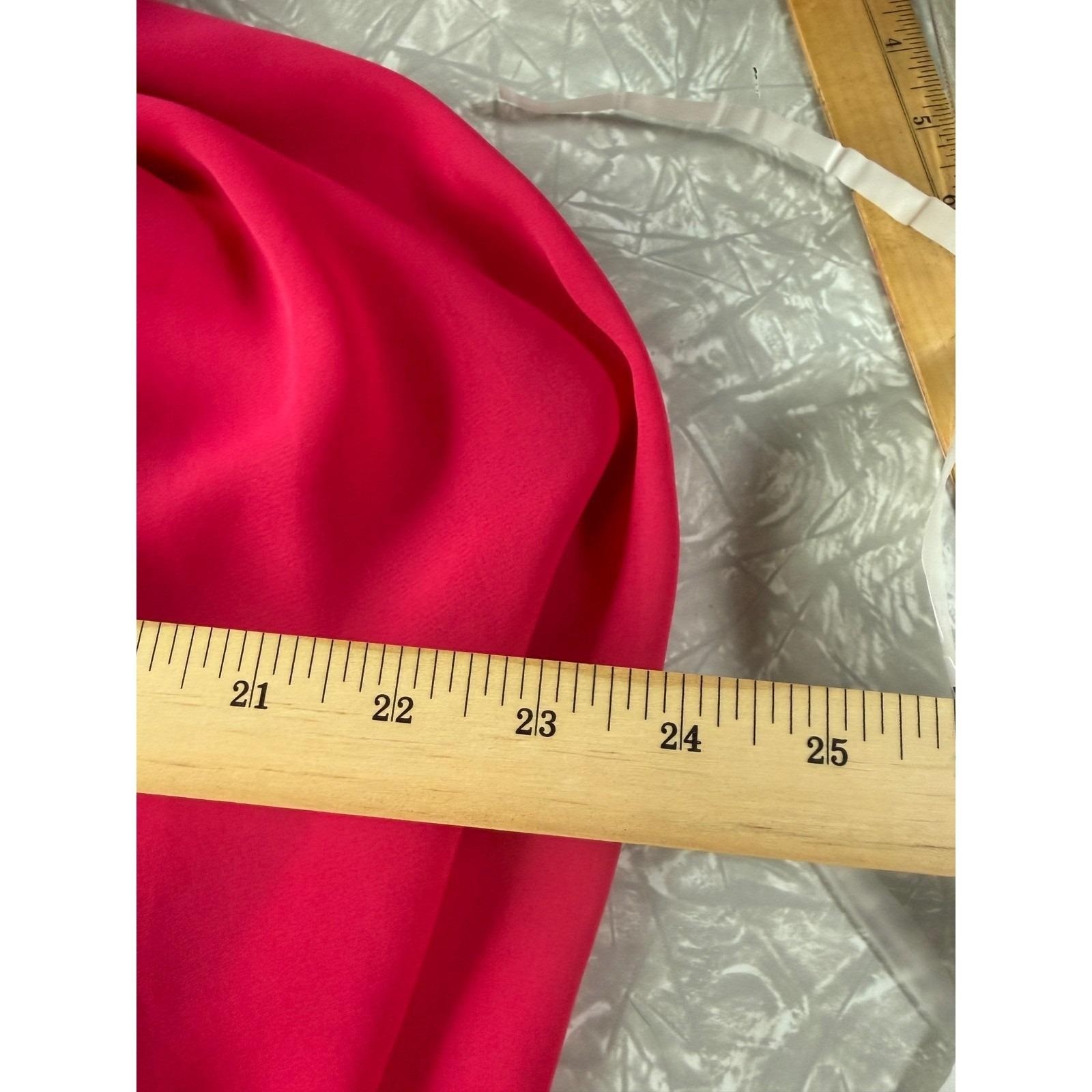 Alicia Vintage Hot Pink Cowl Neck Midi Dress Long Sleeve Elastic Waist Size 14