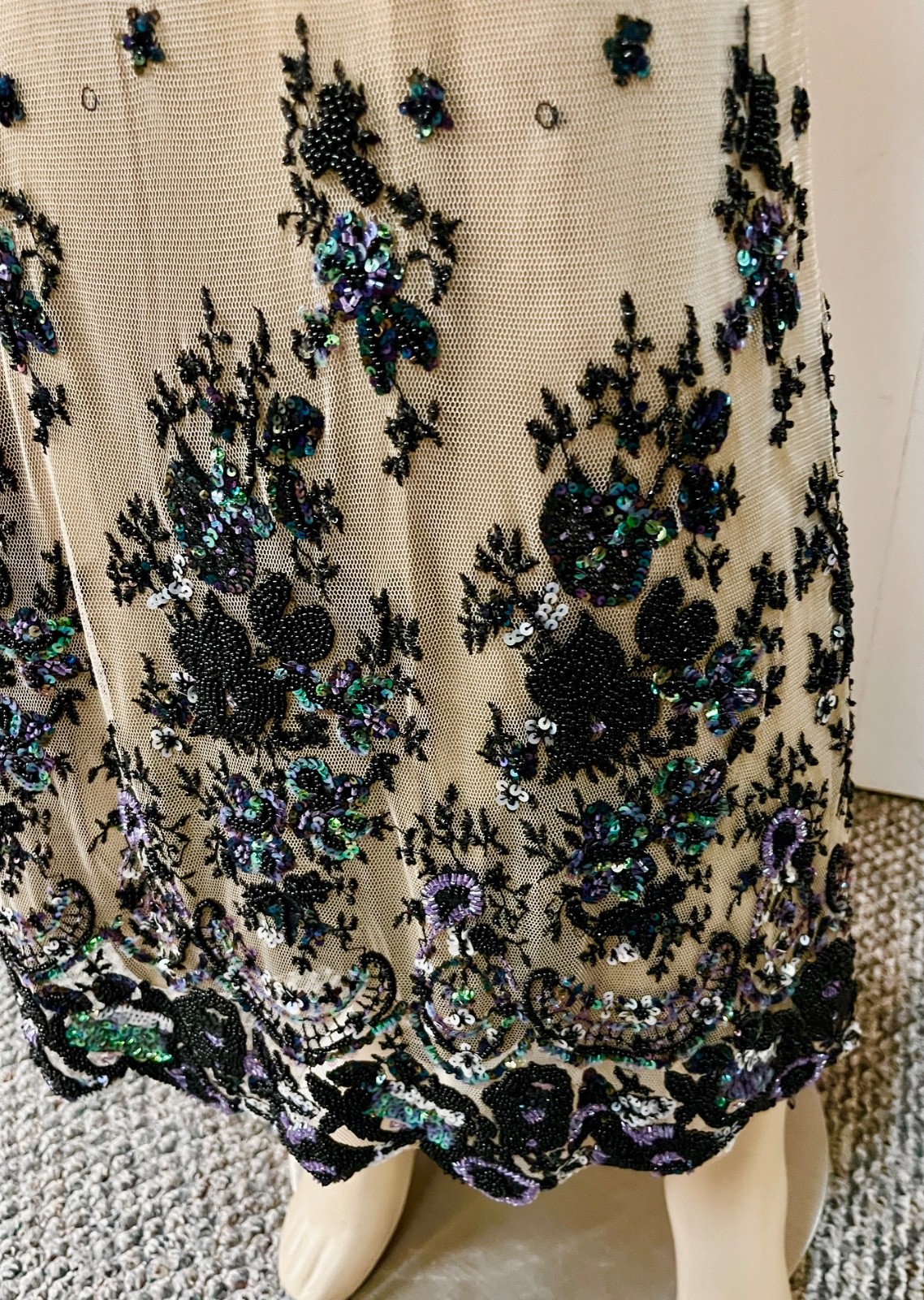 Excellent Vintage J Peterman Belle Epoque Silk Beaded Skirt Size 8 Waist 28-29