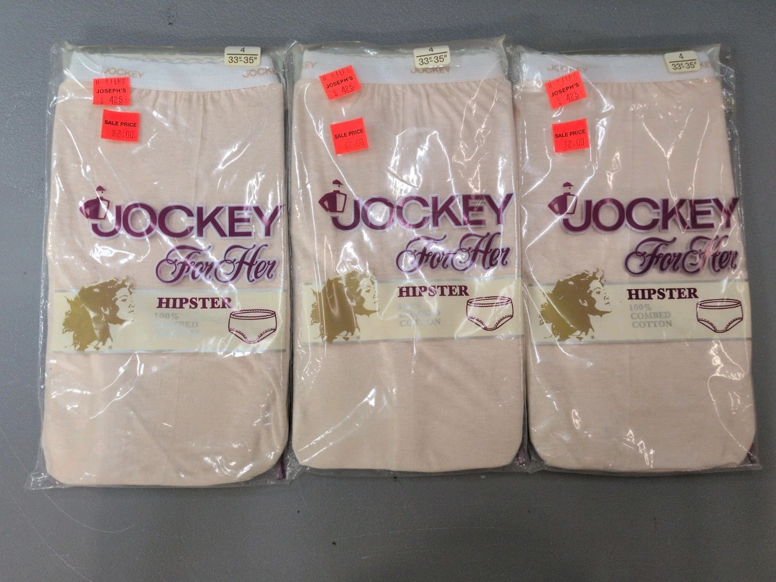 Jockey For Her Vintage Hipster Size 4 100% Cotton (3) Count Mixed Colors