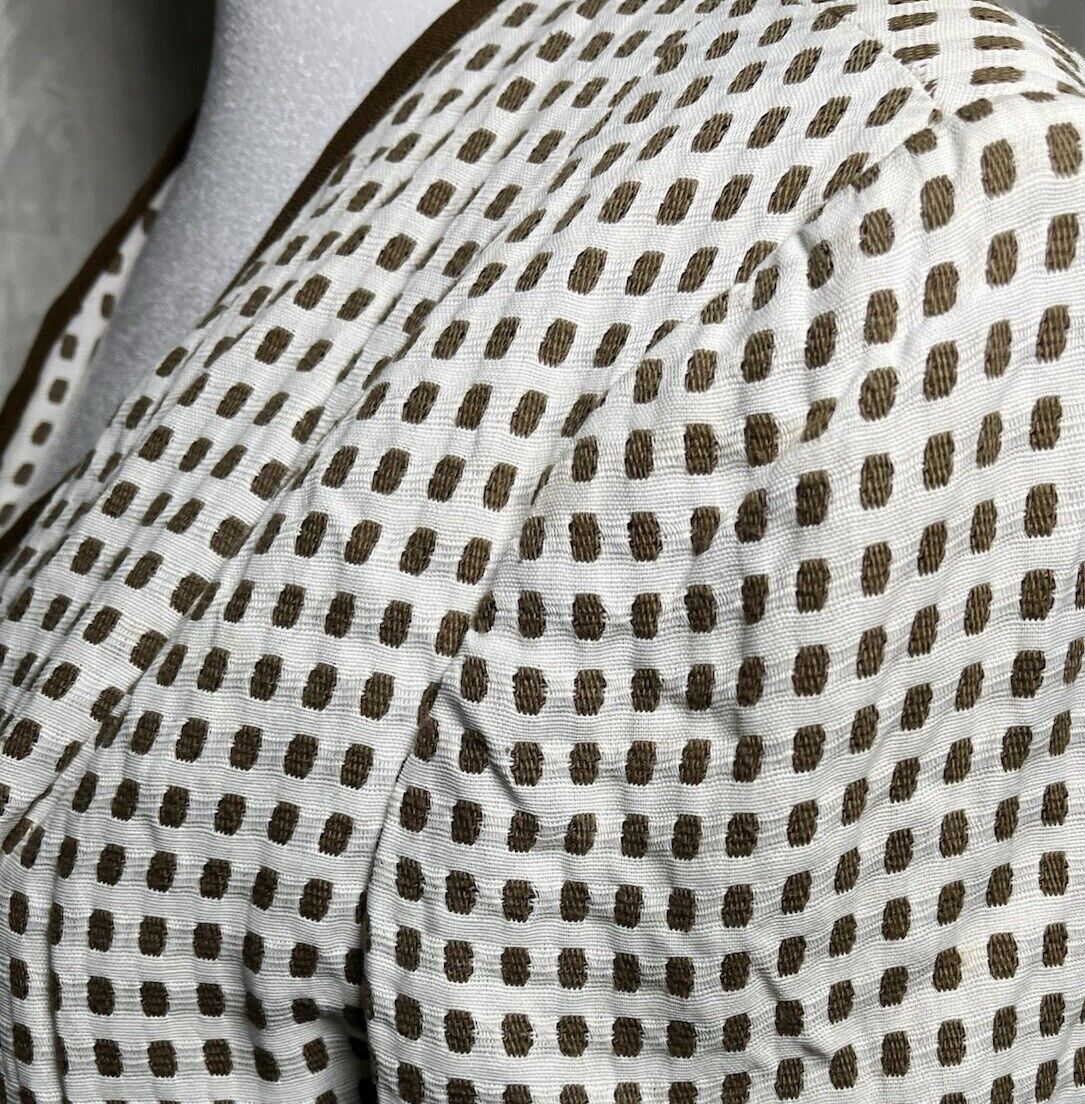 Vtg Coat Jacket White 60s Designer Montaldos Lightweight Brown Polka Dot S M