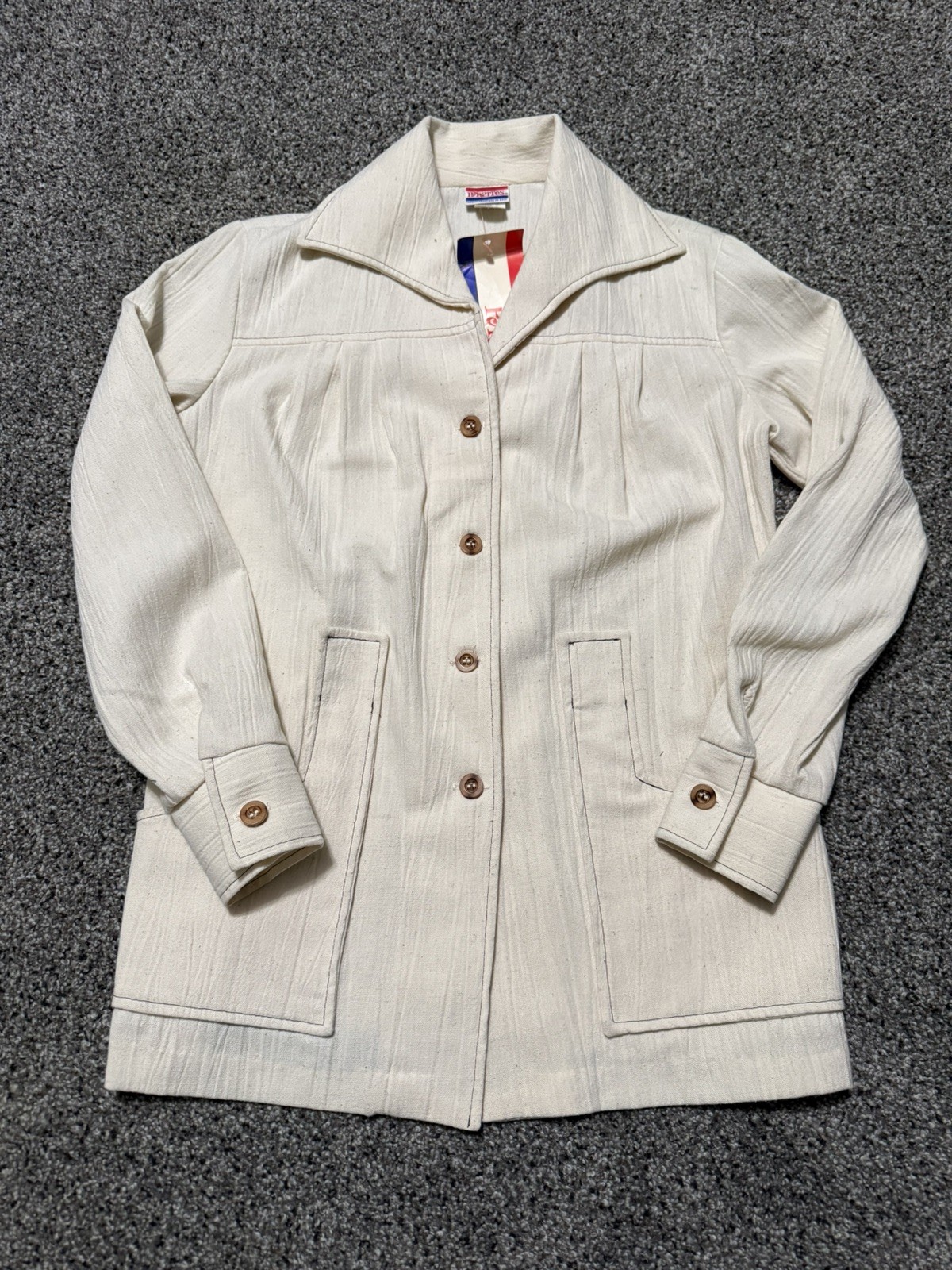 NWT VTG Pykettes Retro 70’s Womens Cream Swing Jacket Polyester Size 9/10