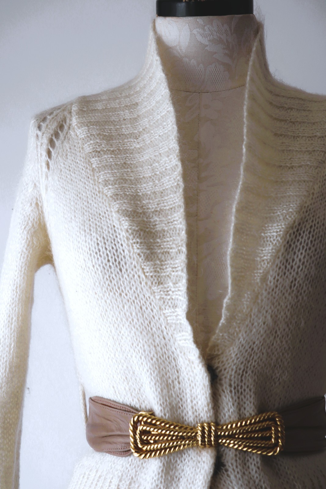 Y2K Isabel Marant Cream Fuzzy Mohair Romantic Cropped Cardigan Sweater Women XS