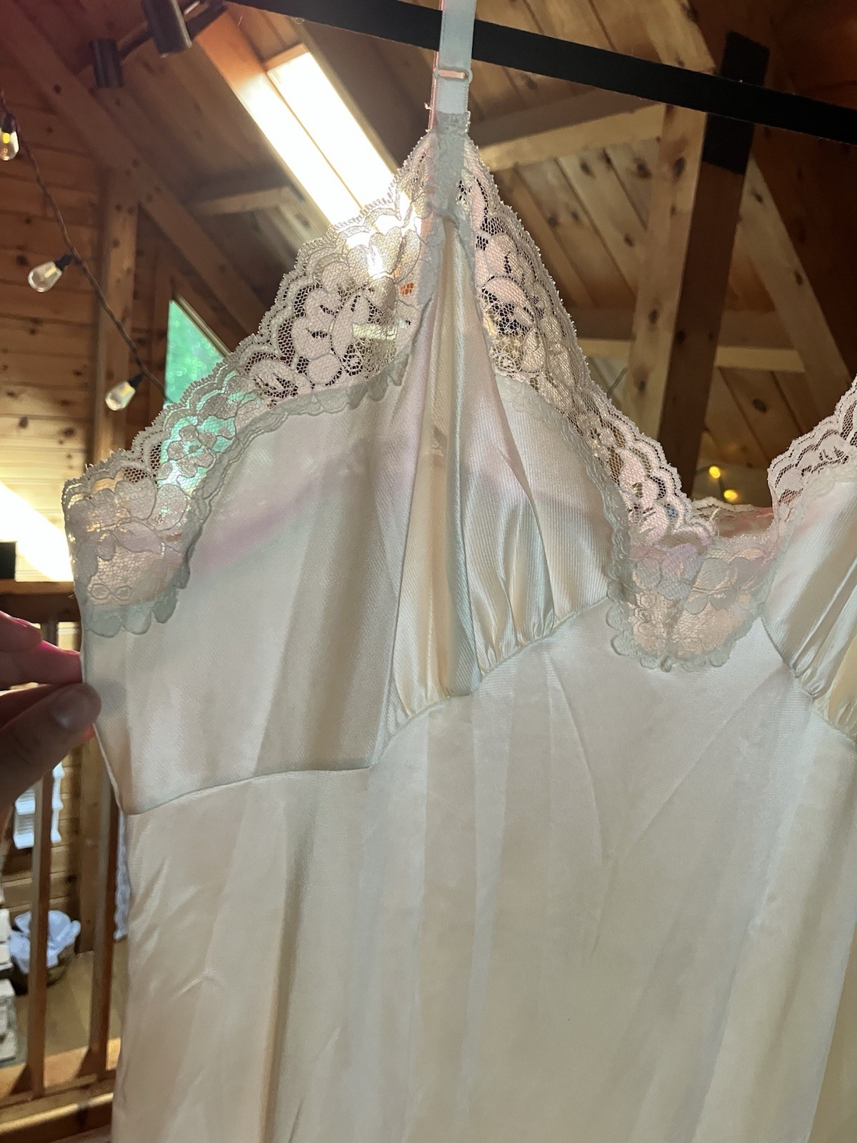 ✨Vintage By Mel-Lin White Satin Lace Full Slip Nightgown Size 40 USA ✨#203