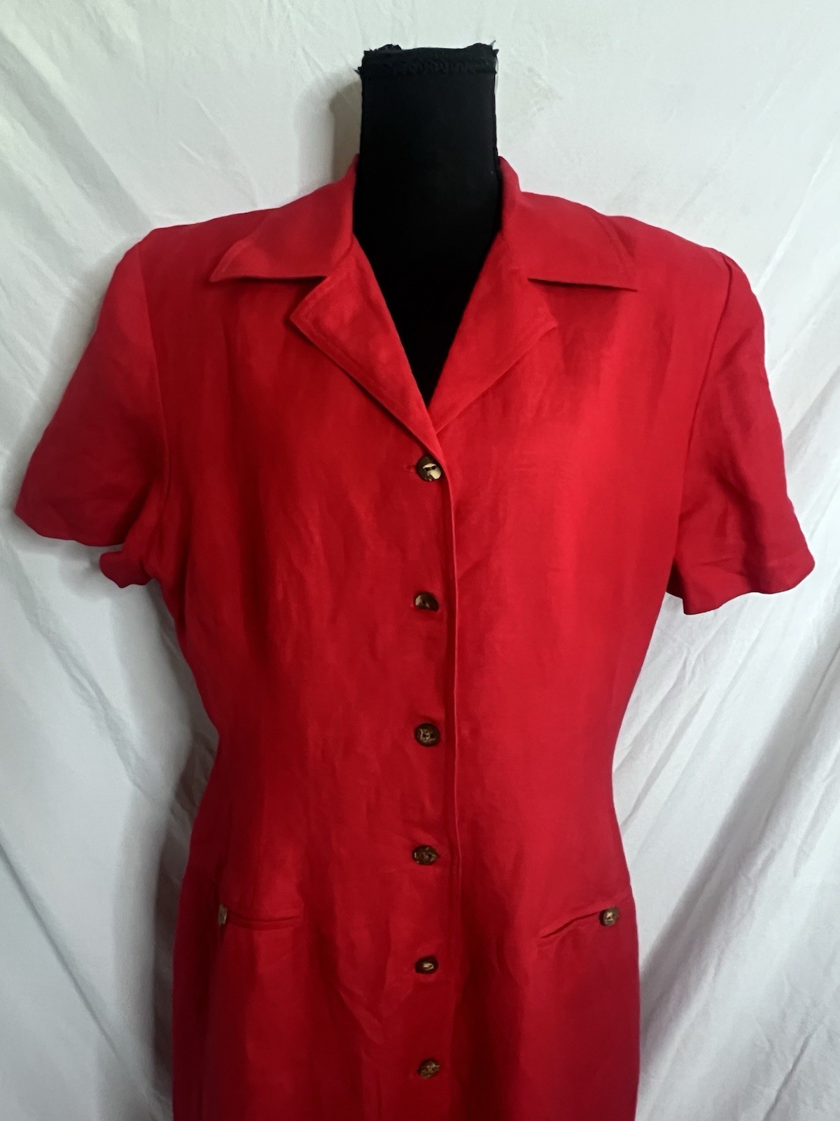 Iconic 90s Vintage Positive Attitude Button Front Shirt Dress Linen/Rayon Sz 14