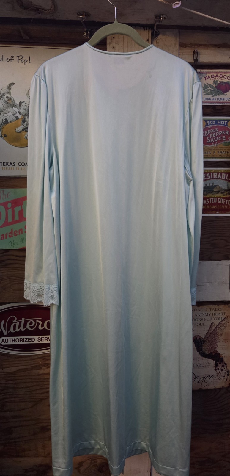 Vintage SANS SOUCI Peignoir 2pc Knee Length Gown & Robe Lace Lingerie Size Large