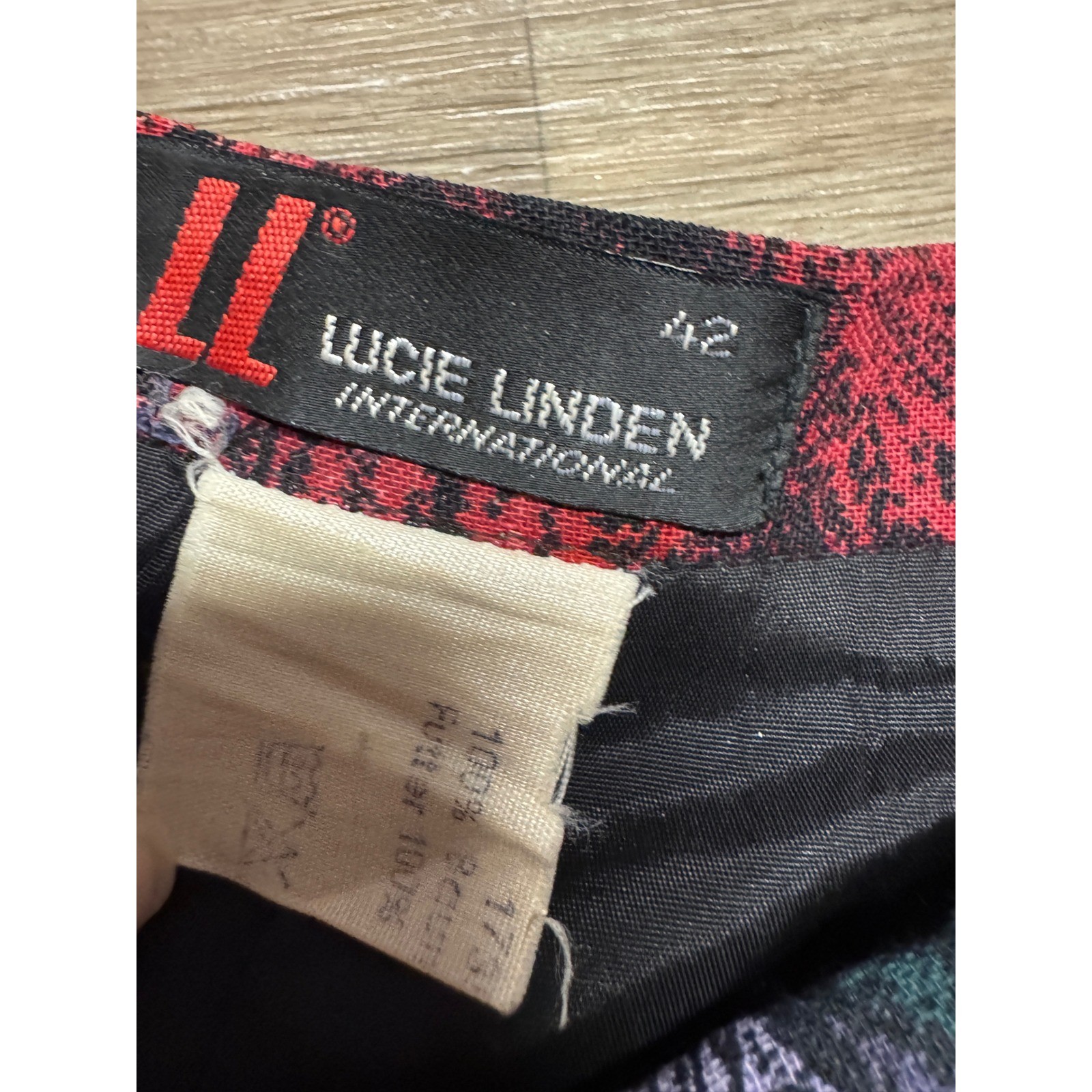 Lucie Linden Vintage Floral Midi Skirt Red Teal Purple A-Line