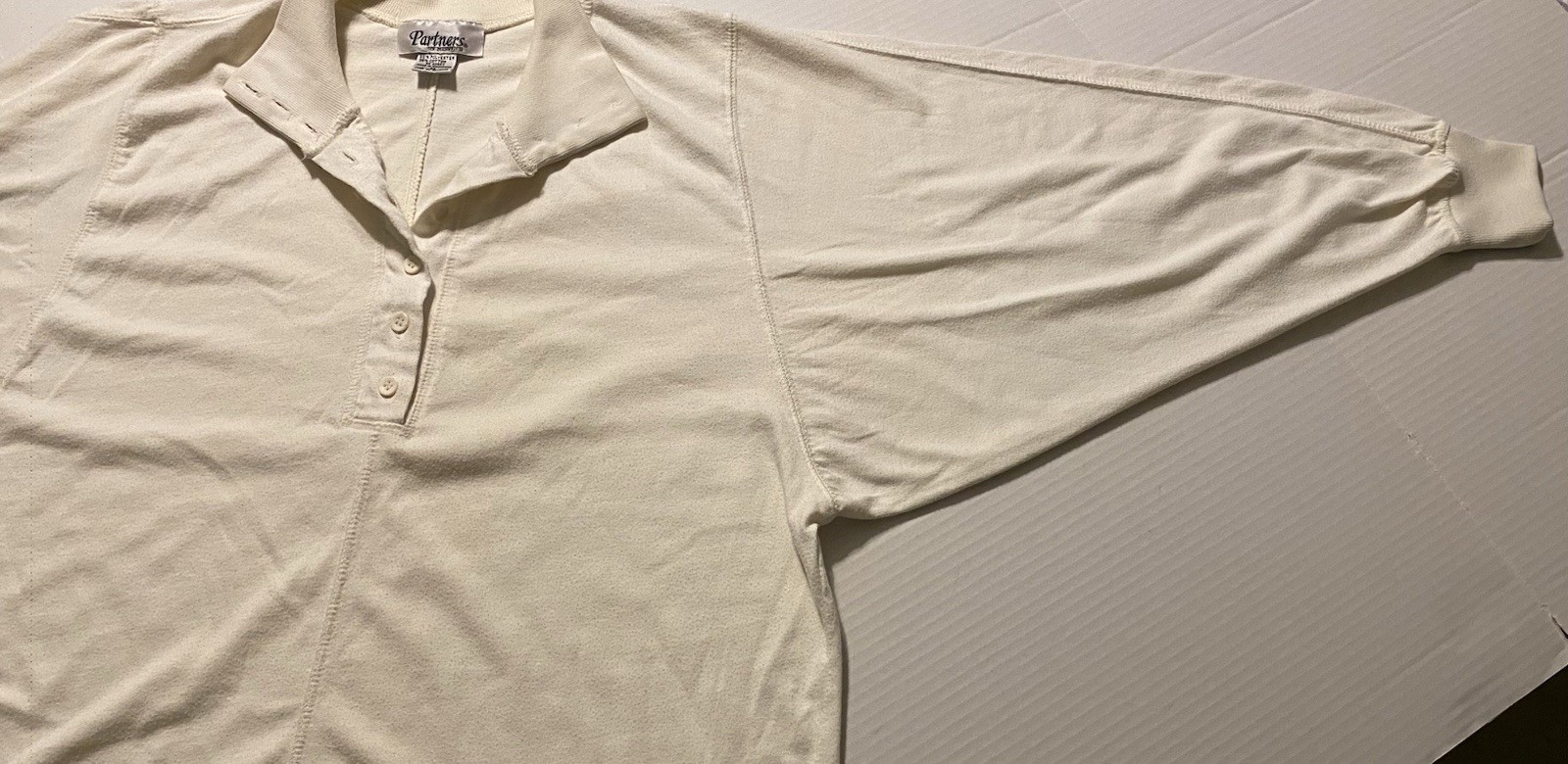 VTG 90s Mervyns Partners Women’s Shirt Sz M Cream White Boxy Buttons Batwing