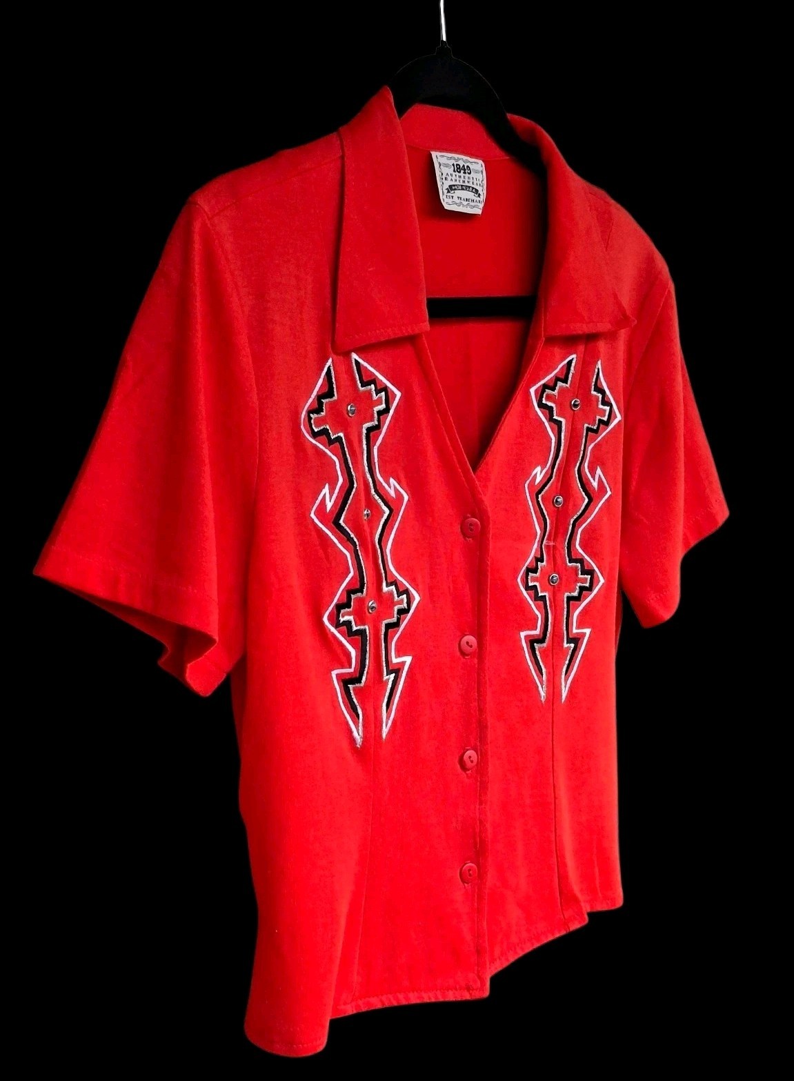 Vintage 90’s 1849 Authentic Ranchwear Western Cowboy Shirt Red Cropped Sz S Crop