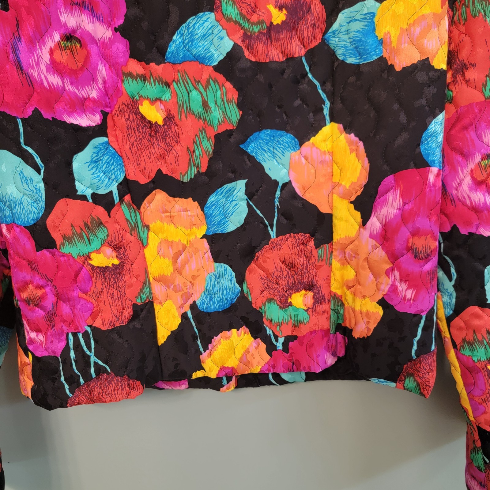 Vintage Gay Boyer New York Floral Quilted 100% Silk Designer Mobwife Size 10
